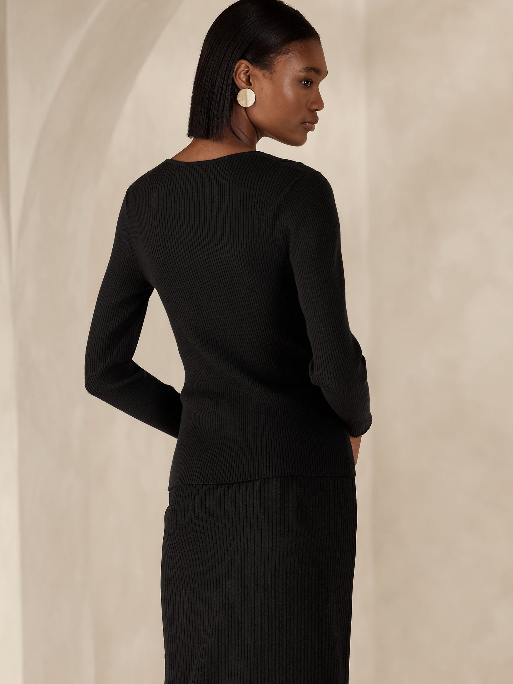 Banana Republic Black Magdalena Cut-Out Top - Image 2 of 4