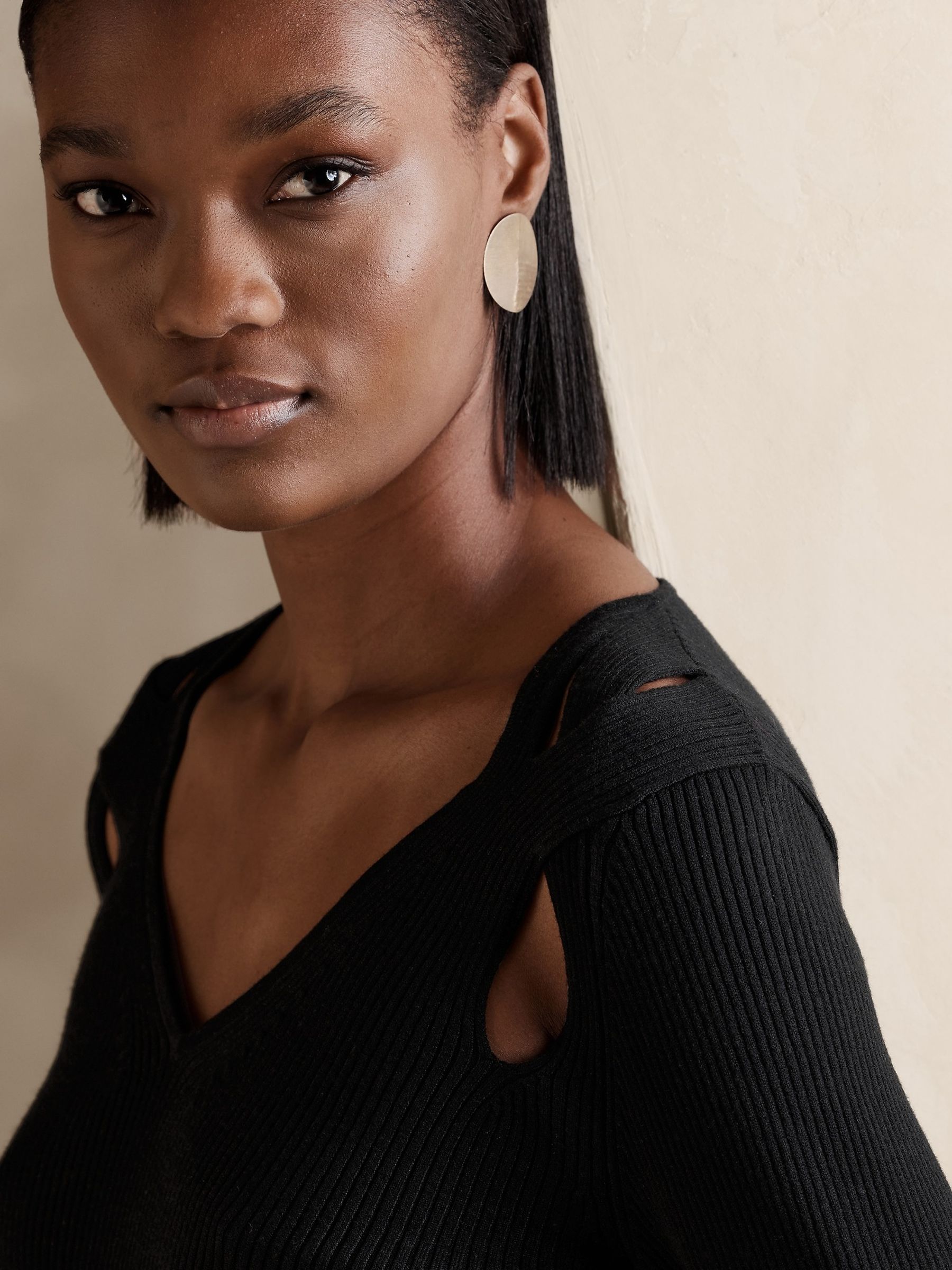 Banana Republic Black Magdalena Cut-Out Top - Image 3 of 4
