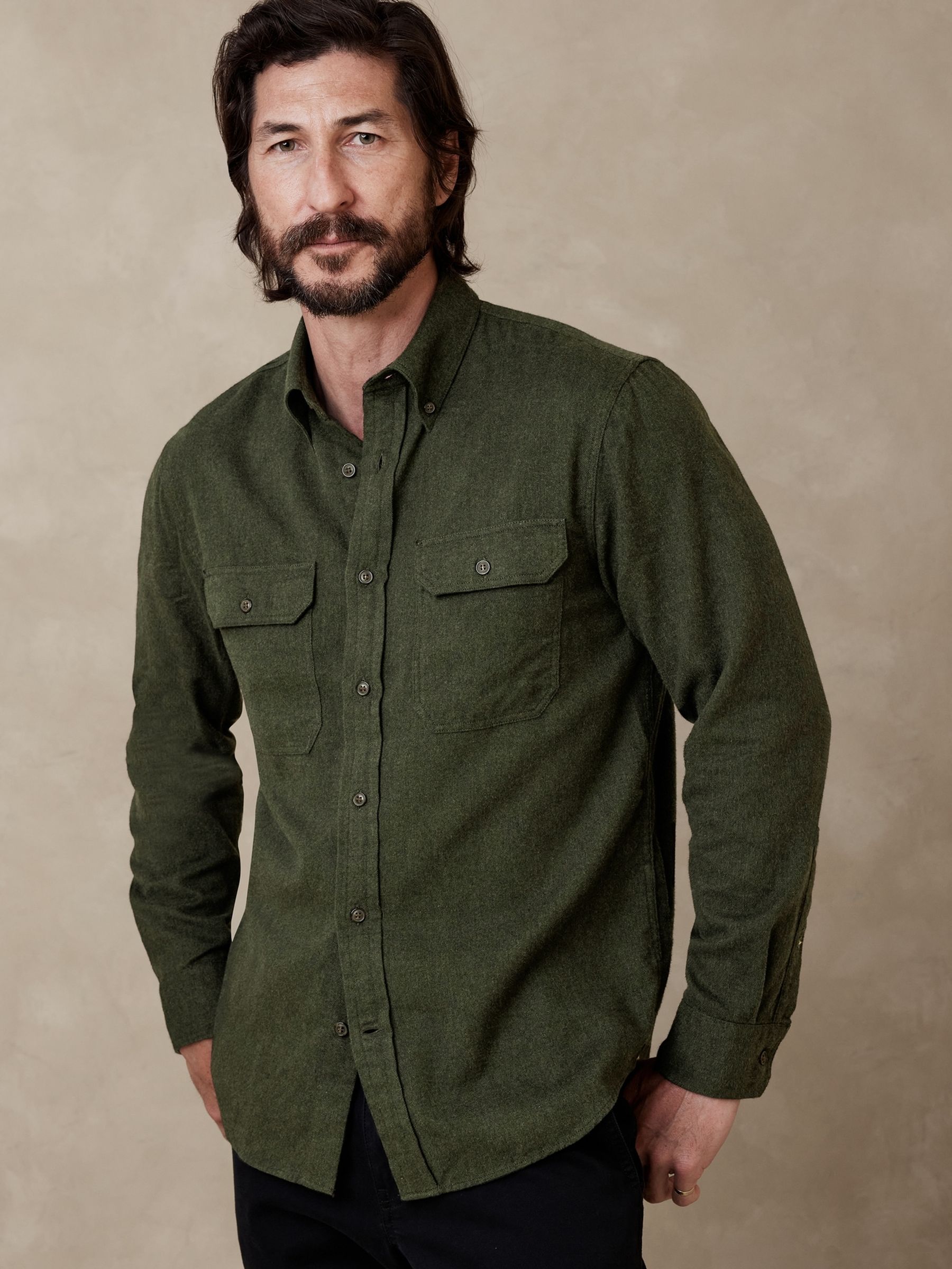 Banana Republic Green Expedition Flannel Shirt - Image 1 of 4