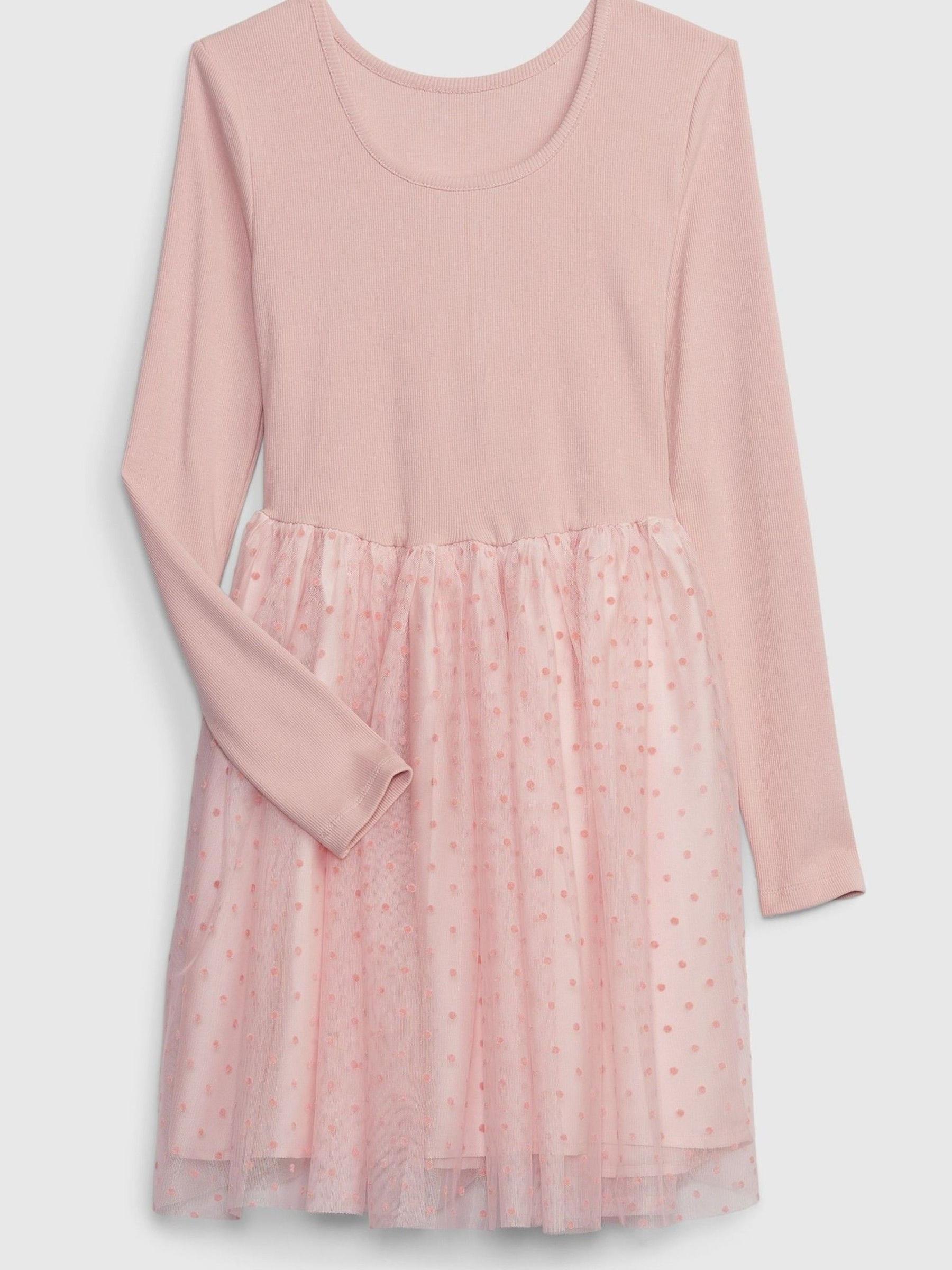 Pink Tulle Long Sleeve Mini Dress - Image 3 of 4