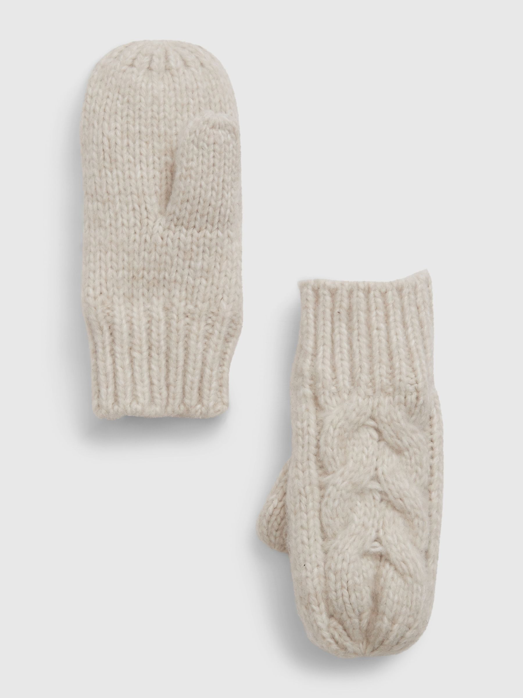 Cream Cable-Knit Mittens - Image 1 of 1