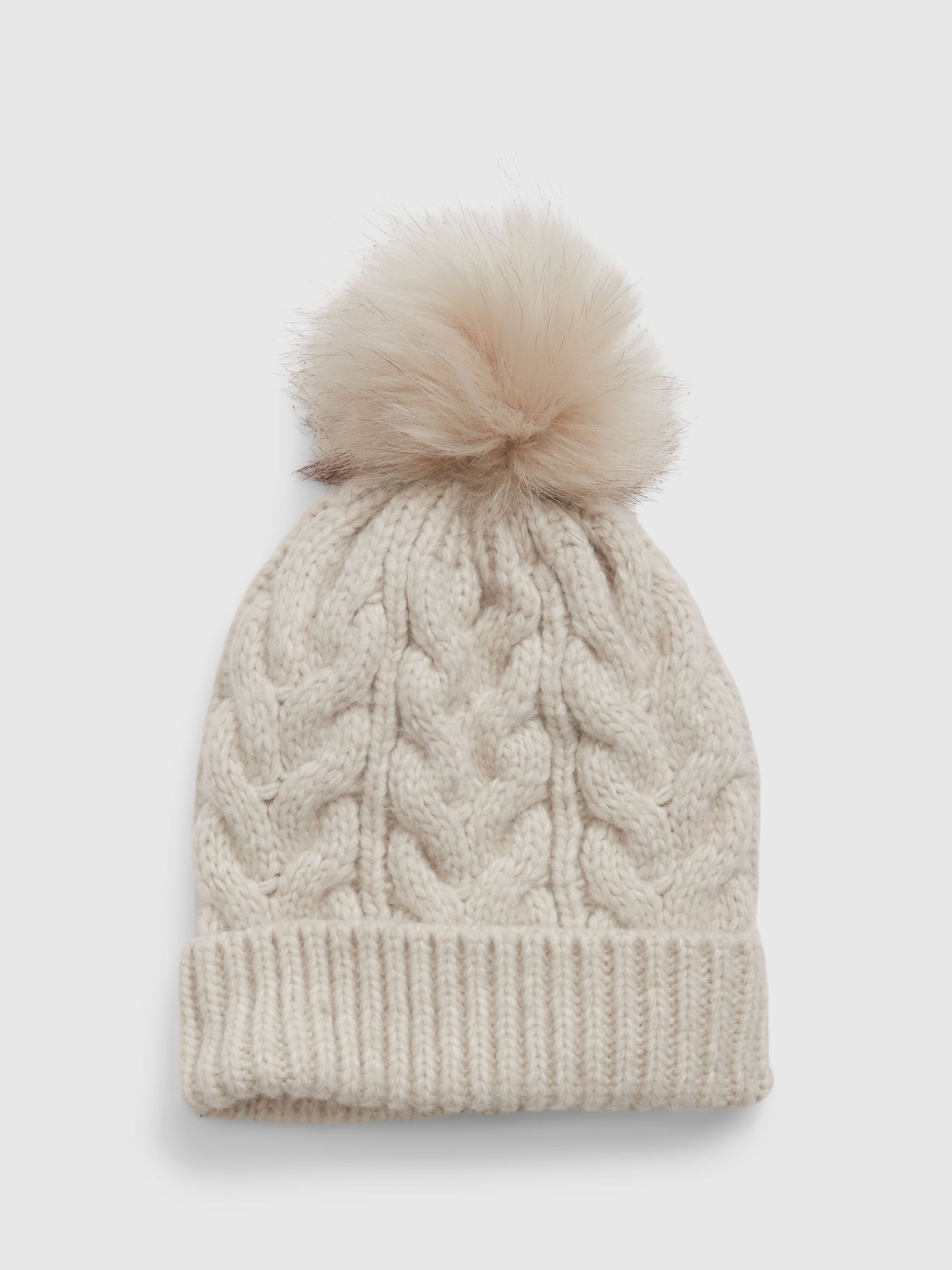 Cream Kids Cable-Knit Pom Beanie - Image 1 of 1