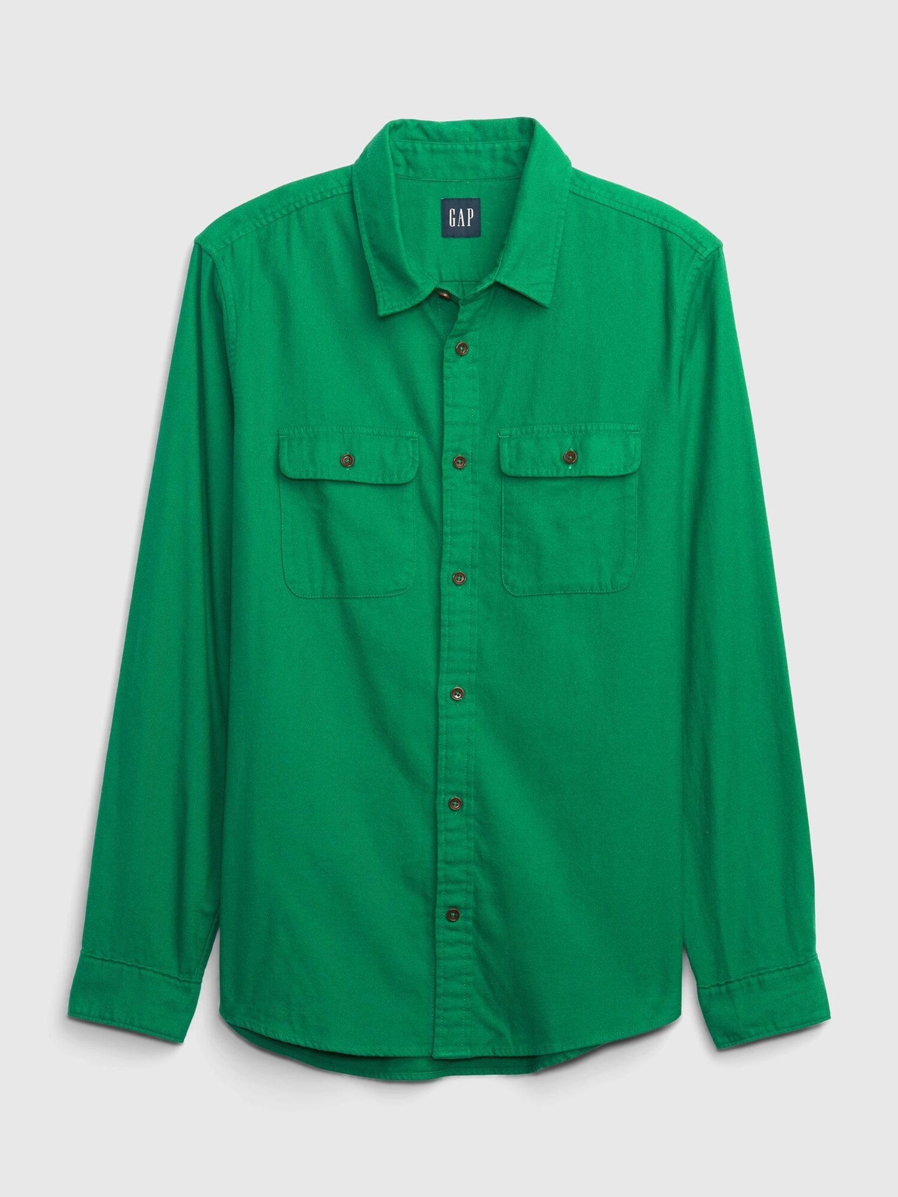 Green Button-Up Pocket Long Sleeve Shirt - Image 2 of 2
