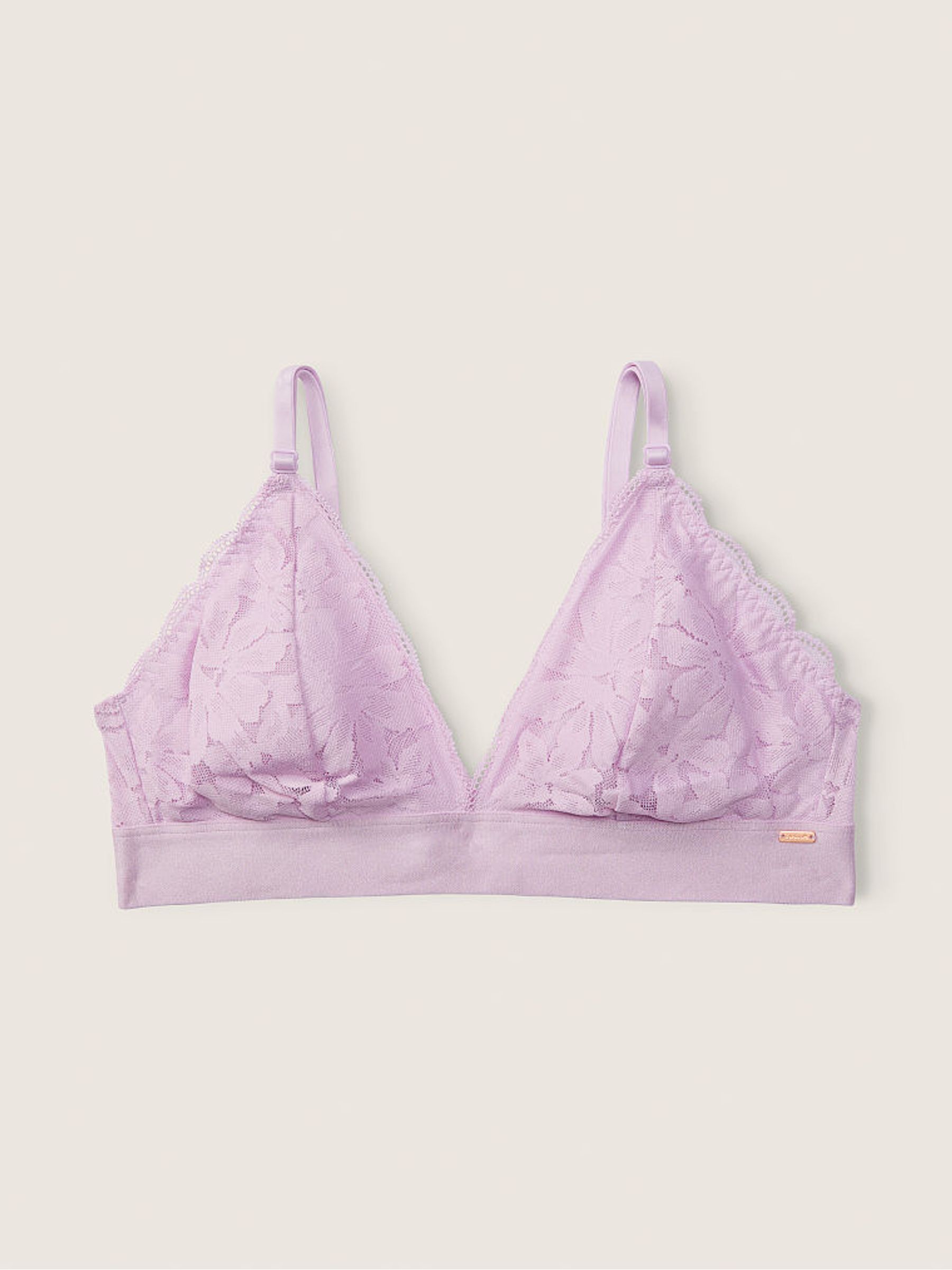 Misty Lilac Purple Regular Cup Lace Unlined Triangle Bralette - Image 4 of 4