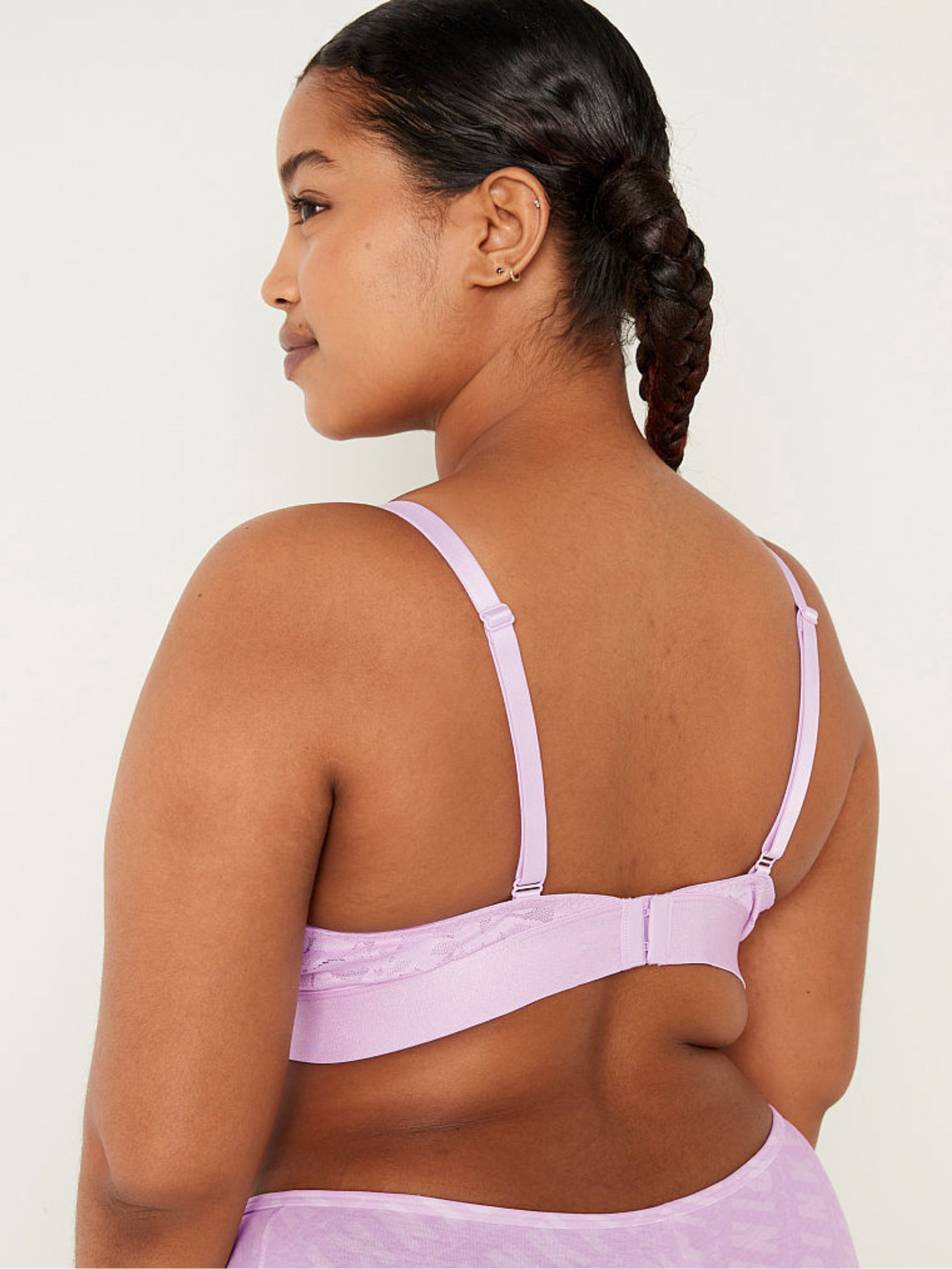 Misty Lilac Purple Fuller Cup Lace Unlined Triangle Bralette - Image 2 of 4