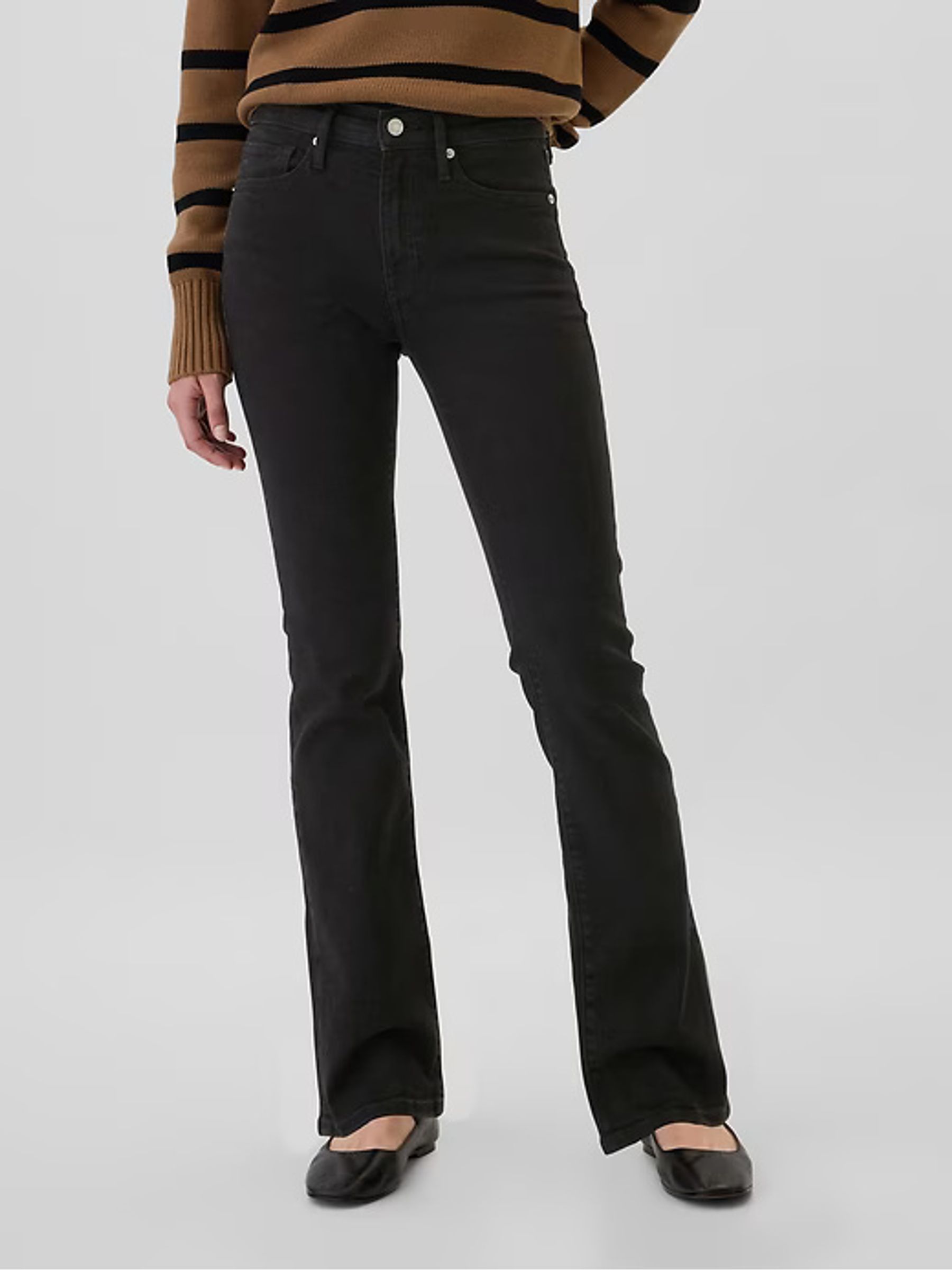 Black High Waisted Stretch 70s Flare Jeans - Image 3 of 8