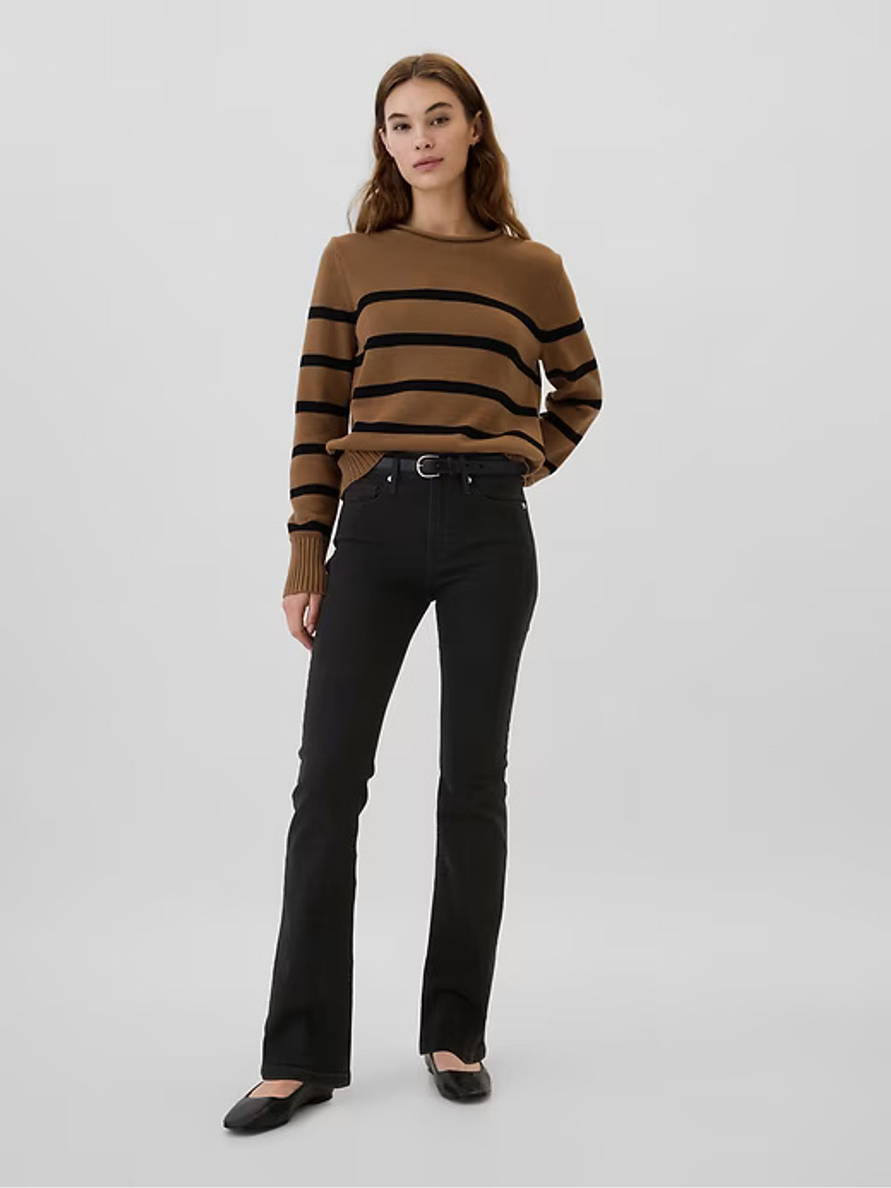 Black High Waisted Stretch 70s Flare Jeans - Image 5 of 8