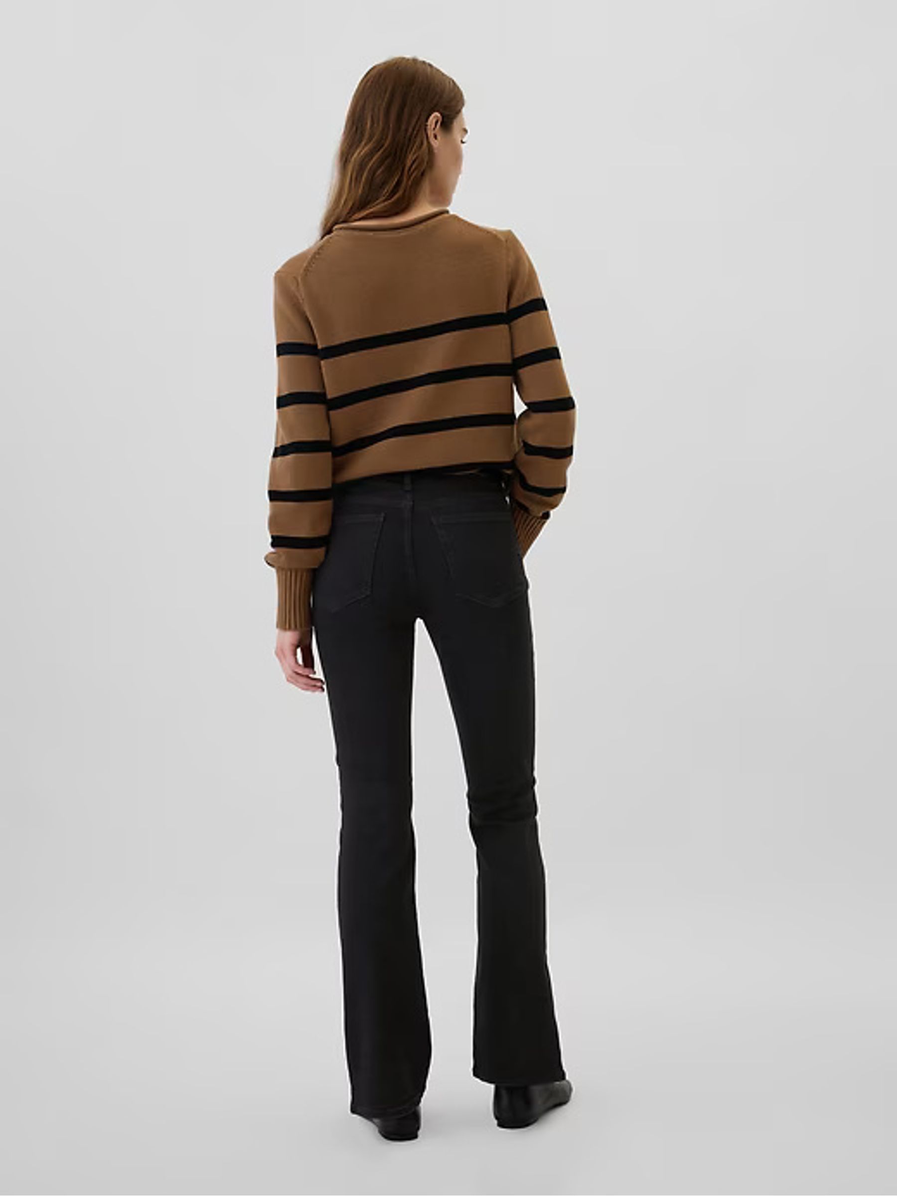 Black High Waisted Stretch 70s Flare Jeans - Image 6 of 8