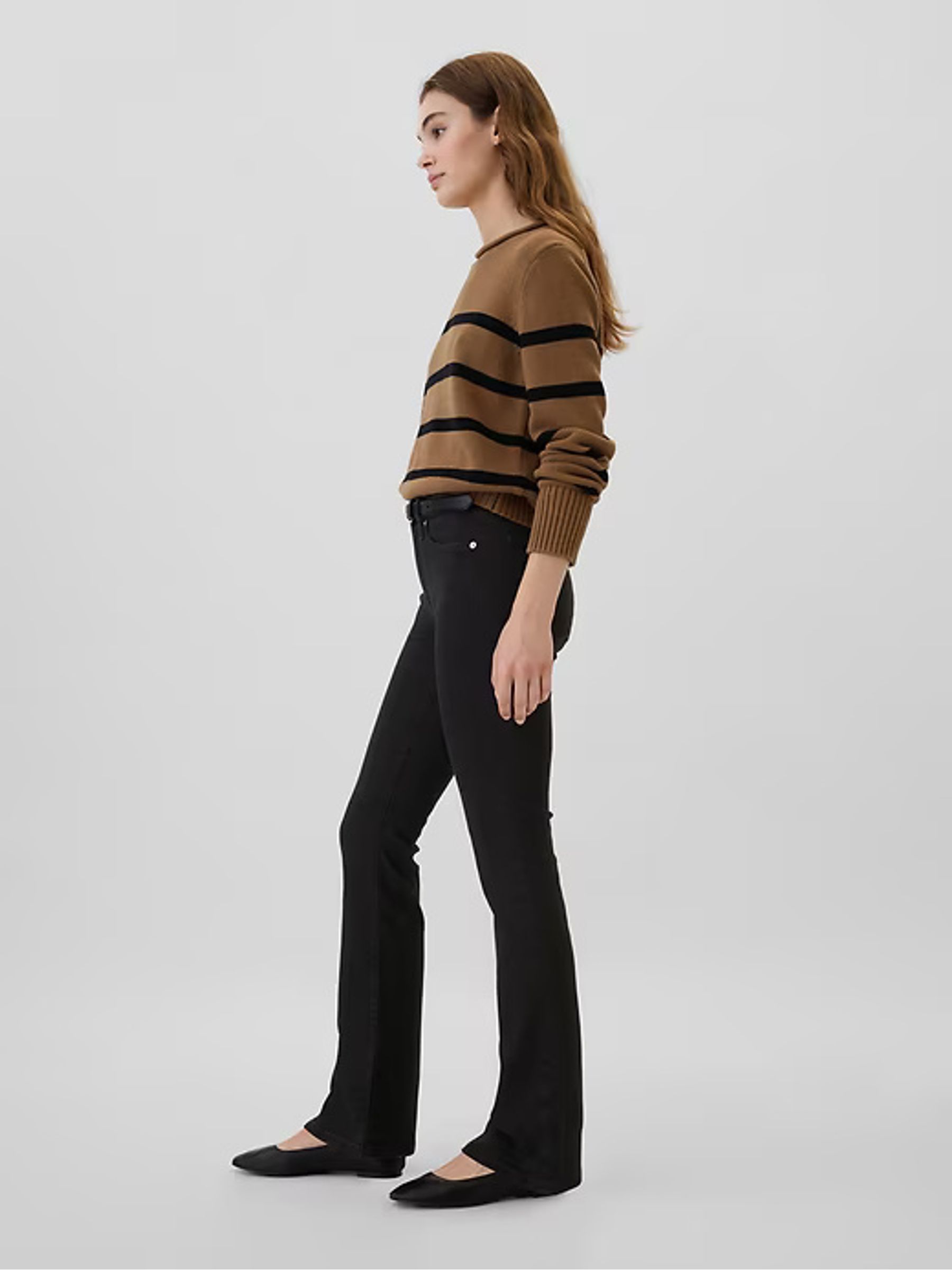 Black High Waisted Stretch 70s Flare Jeans - Image 7 of 8