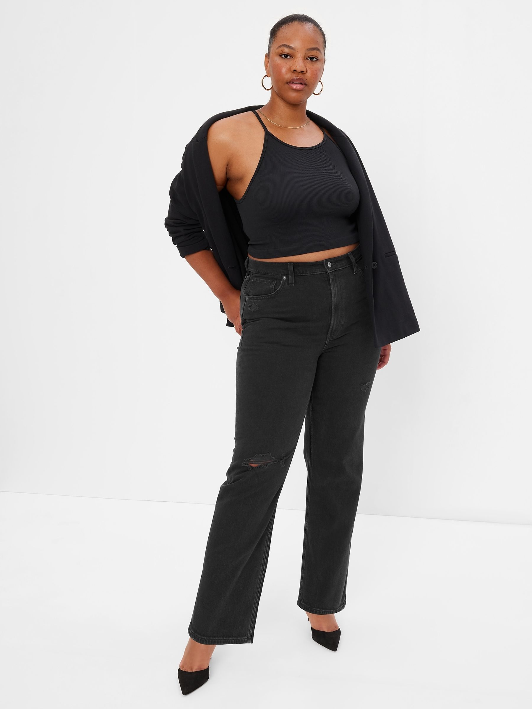 Black High Waisted Organic Cotton '90s Loose Fit Jeans - Image 4 of 6