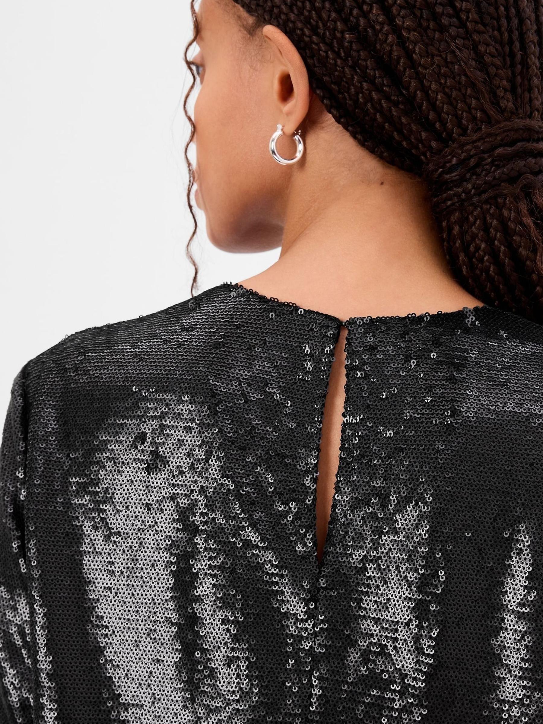 Black Sequin Short Sleeve T-Shirt Mini Dress - Image 3 of 4