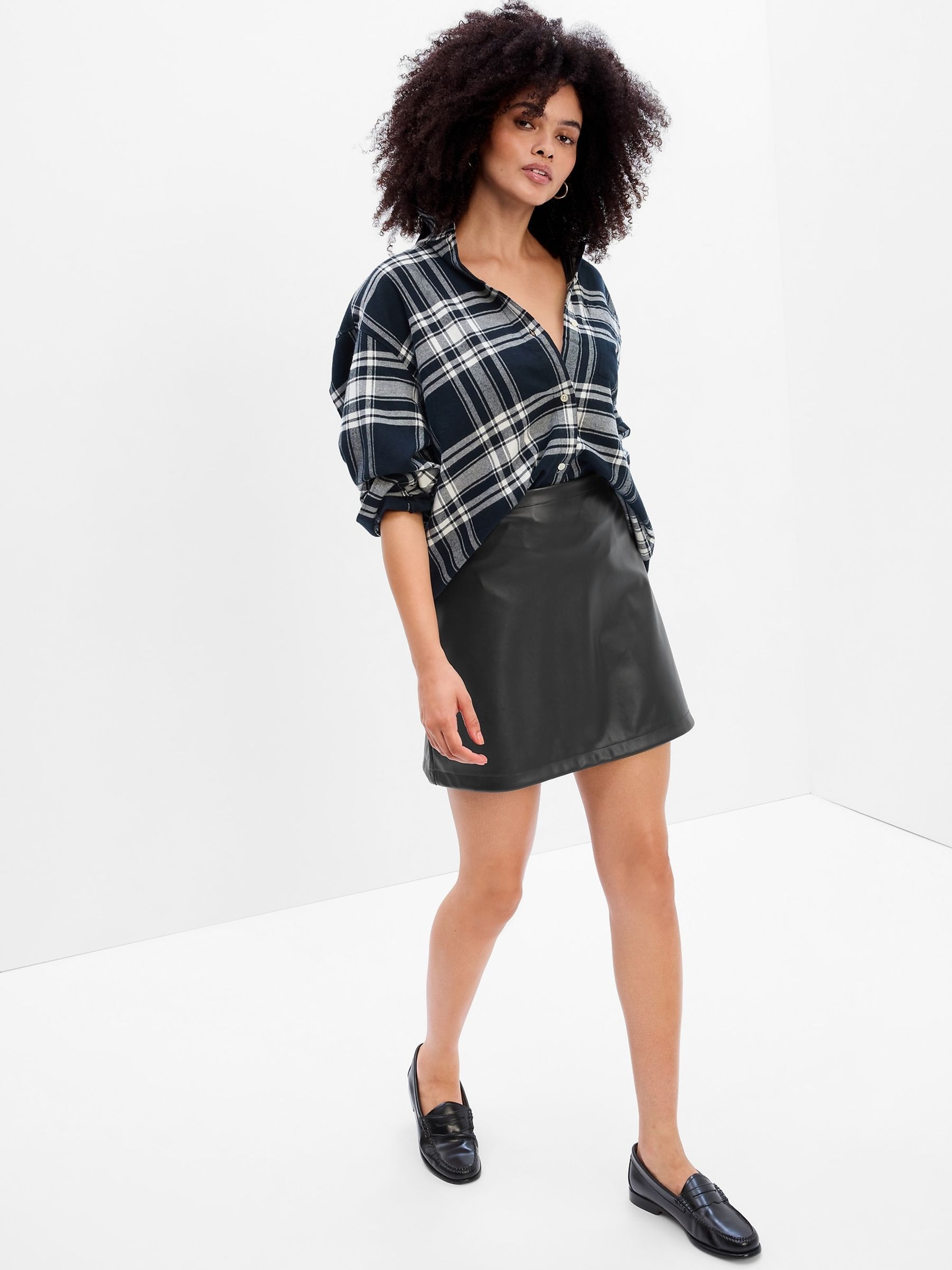 Black Faux-Leather Mini Skirt - Image 1 of 5