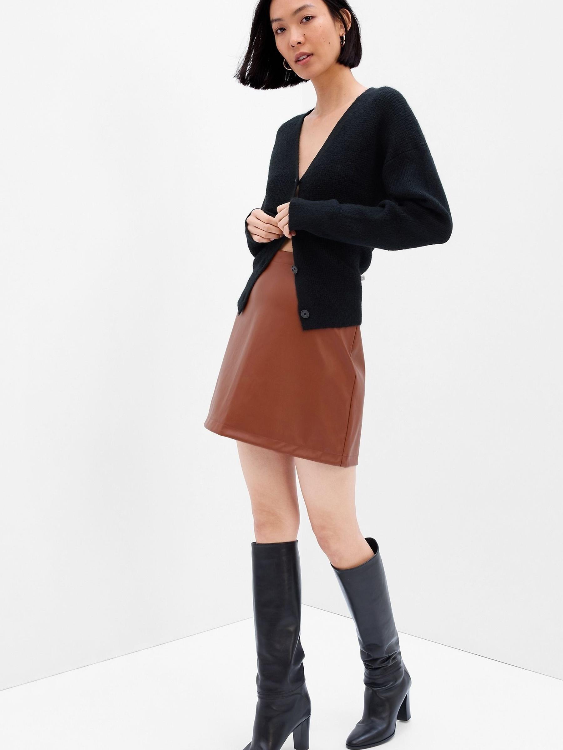 Brown Faux-Leather Mini Skirt - Image 1 of 1
