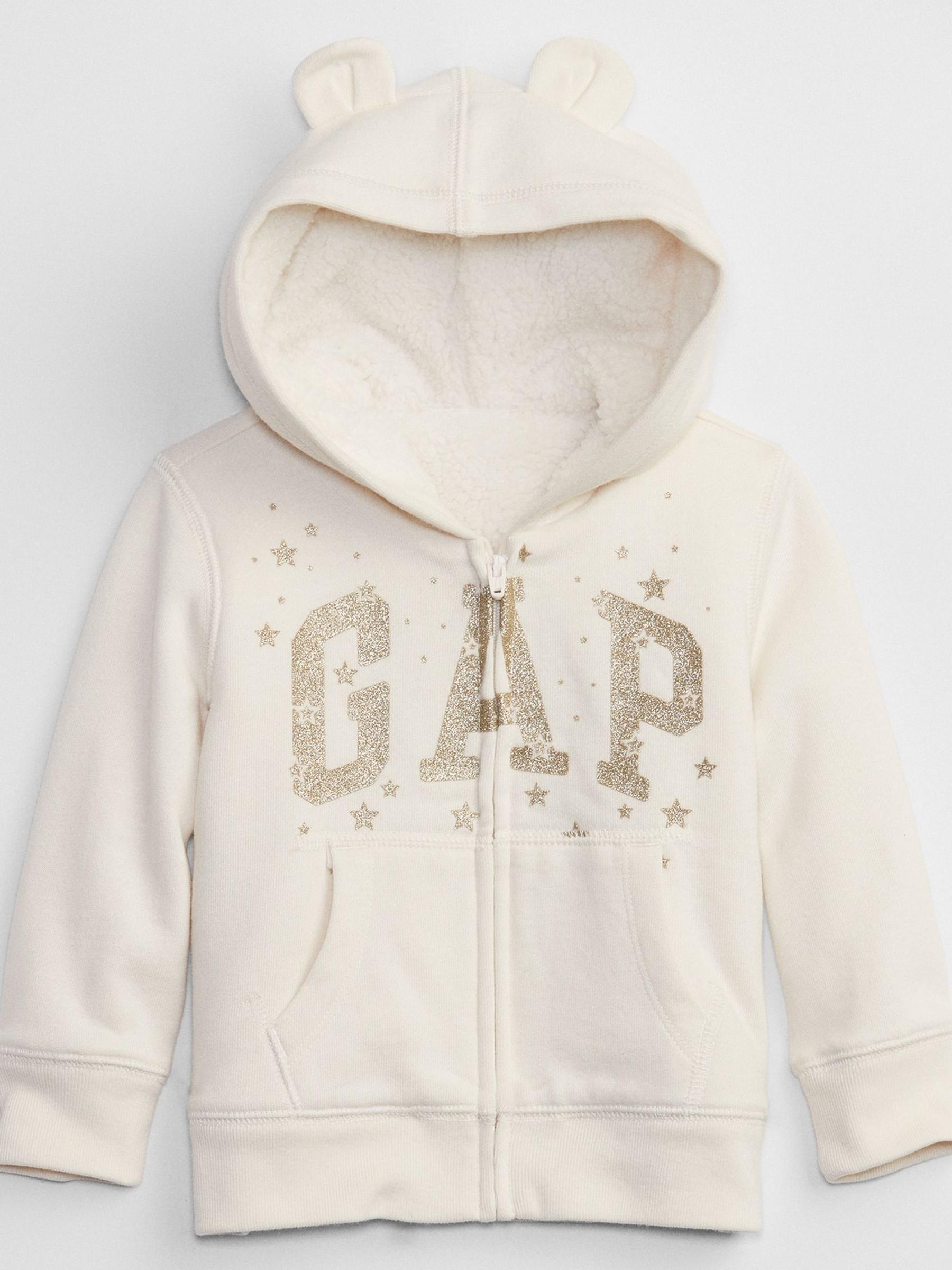 Cream Glitter Logo Zip Up Hoodie - Image 1 of 2