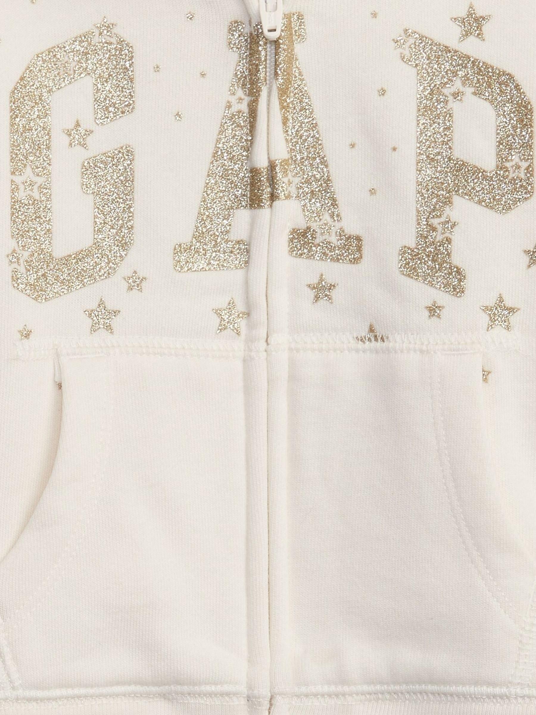 Cream Glitter Logo Zip Up Hoodie - Image 2 of 2