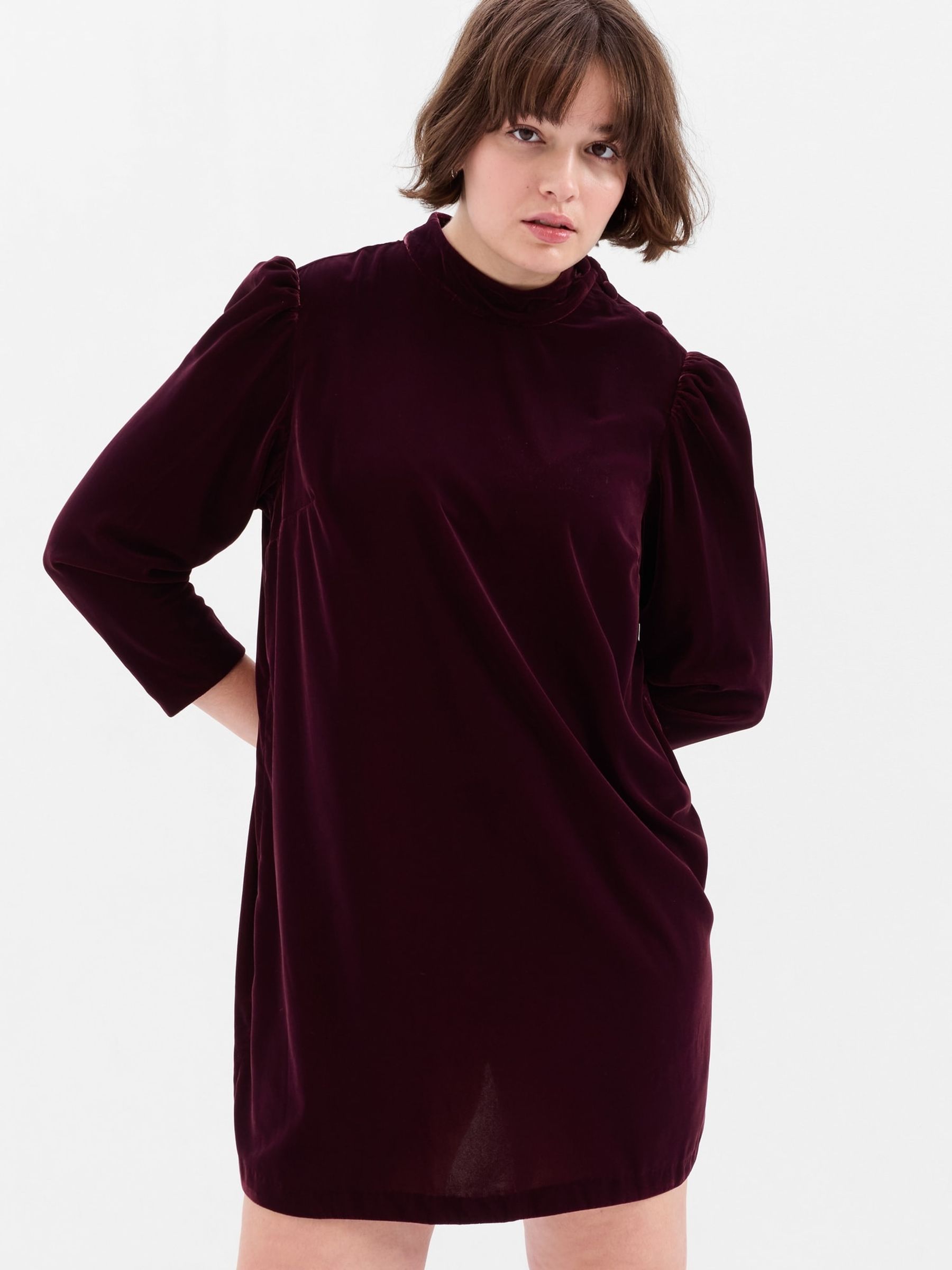 Purple Mock Neck Long Sleeve Mini Dress - Image 4 of 4