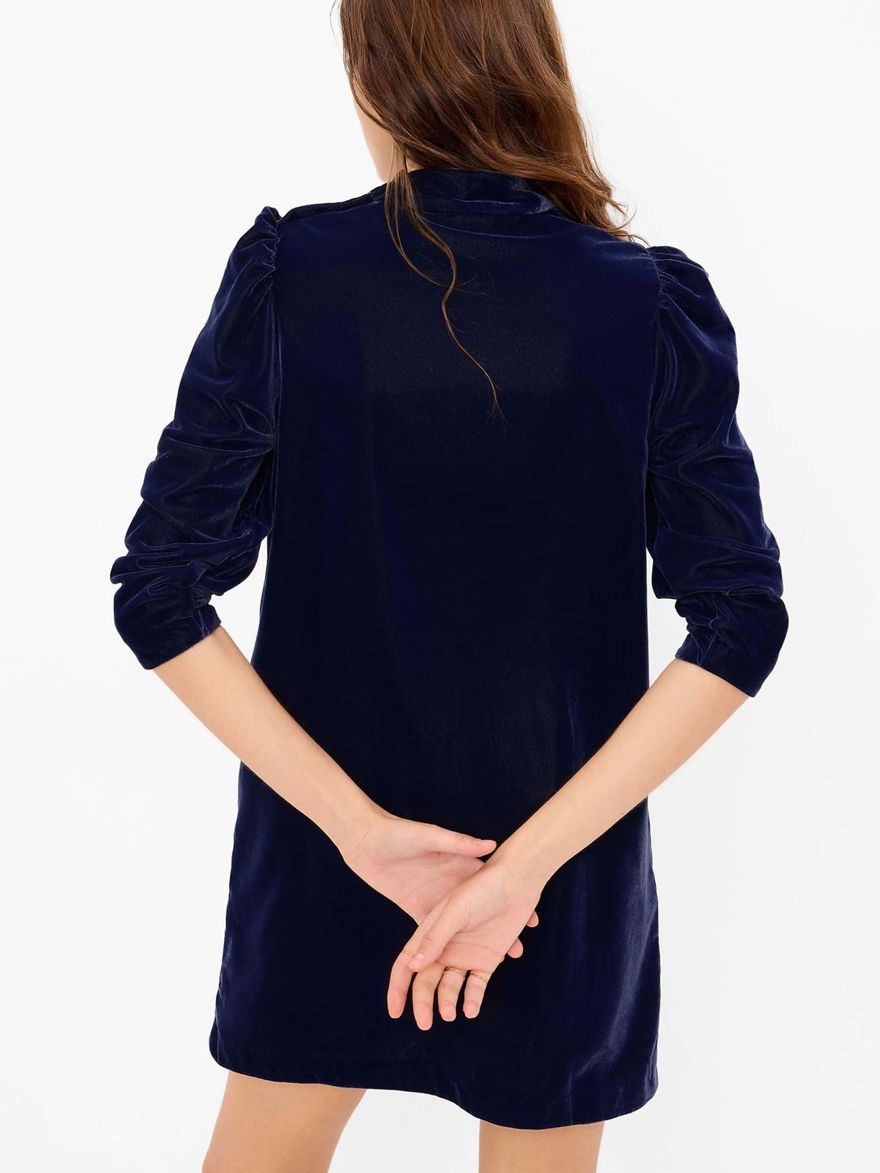 Blue Mock Neck Long Sleeve Mini Dress - Image 2 of 4