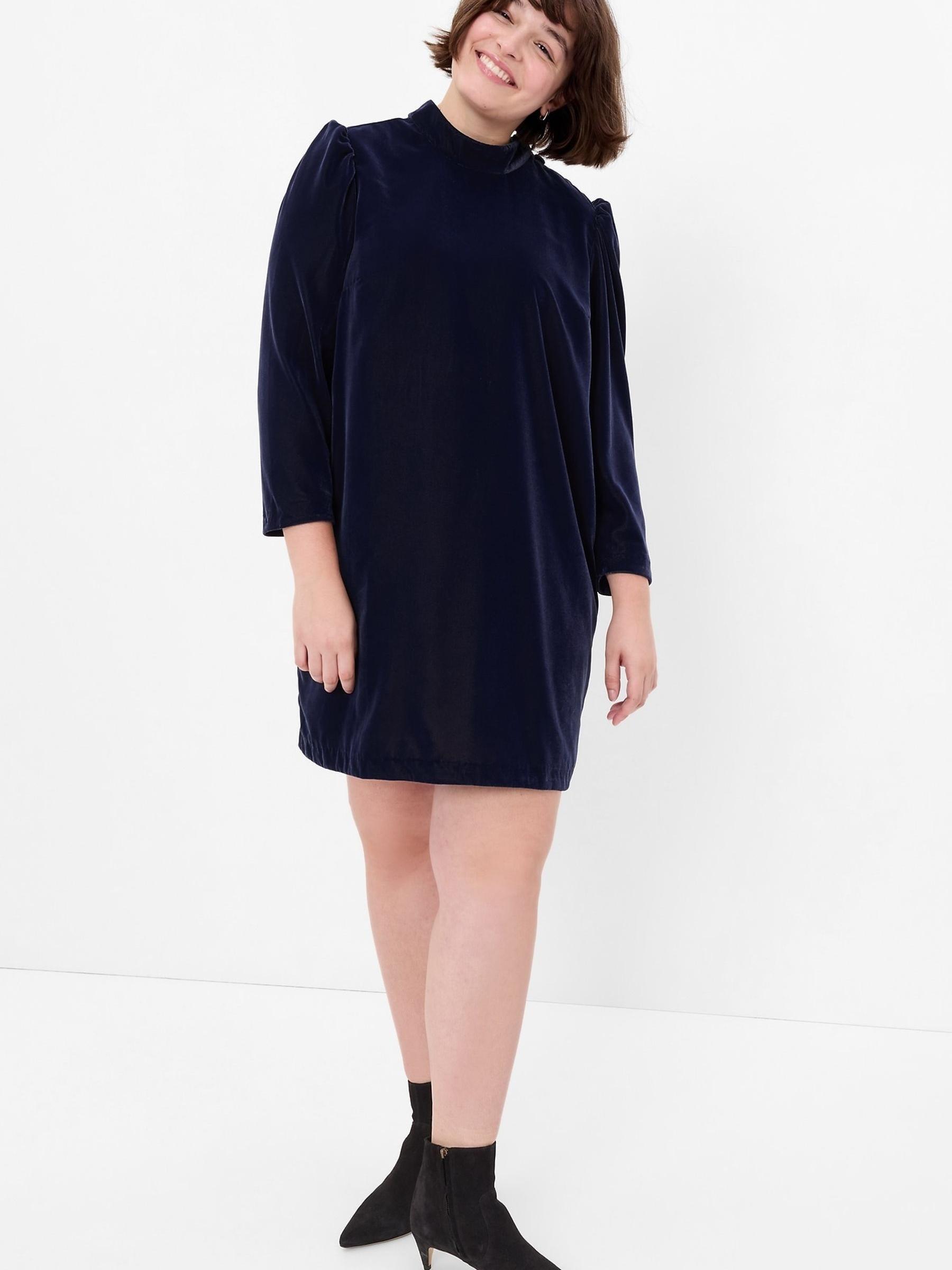 Blue Mock Neck Long Sleeve Mini Dress - Image 4 of 4