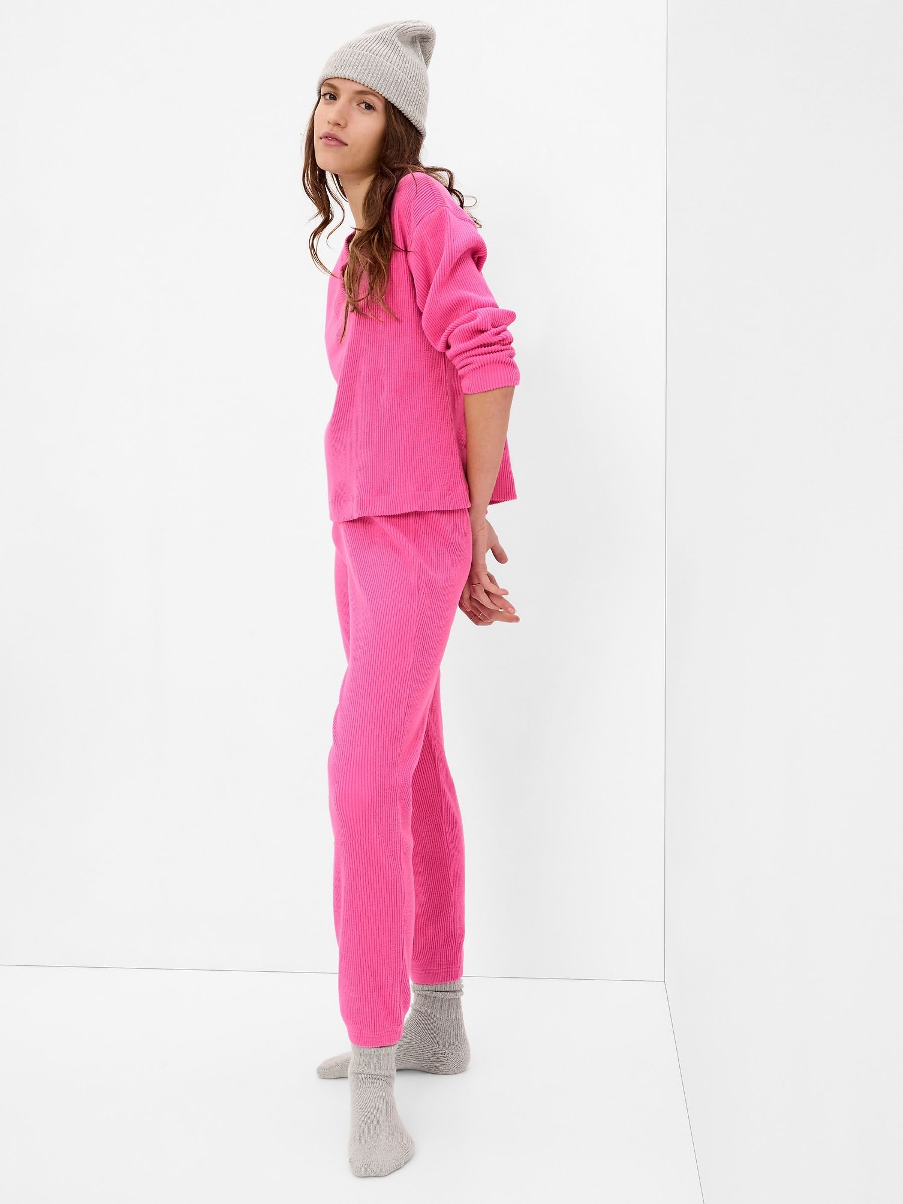 Pink Cosy Ribbed Knit Pyjama Bottoms - Image 1 of 1