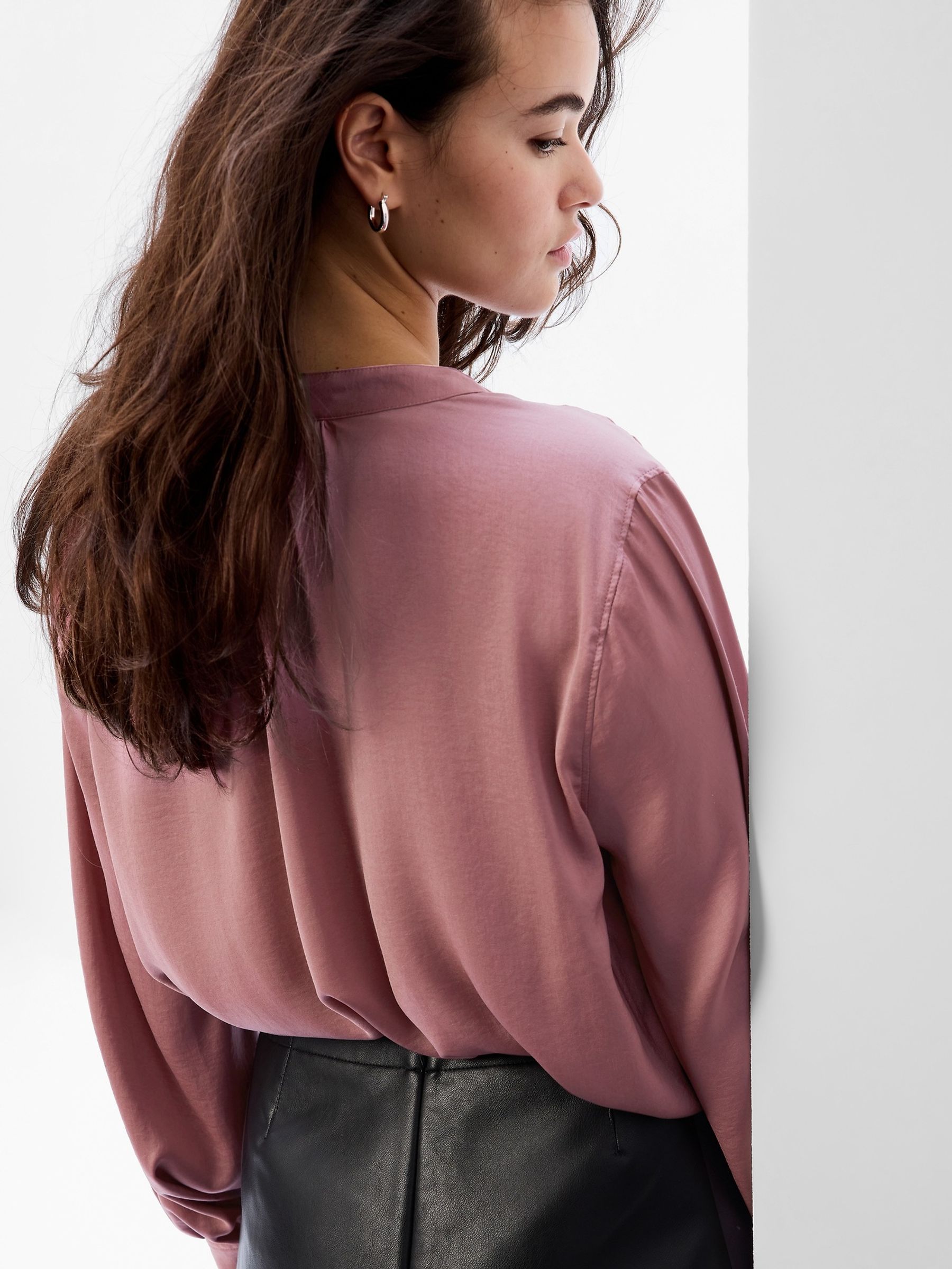 Pink Twill V-Neck Top - Image 2 of 3