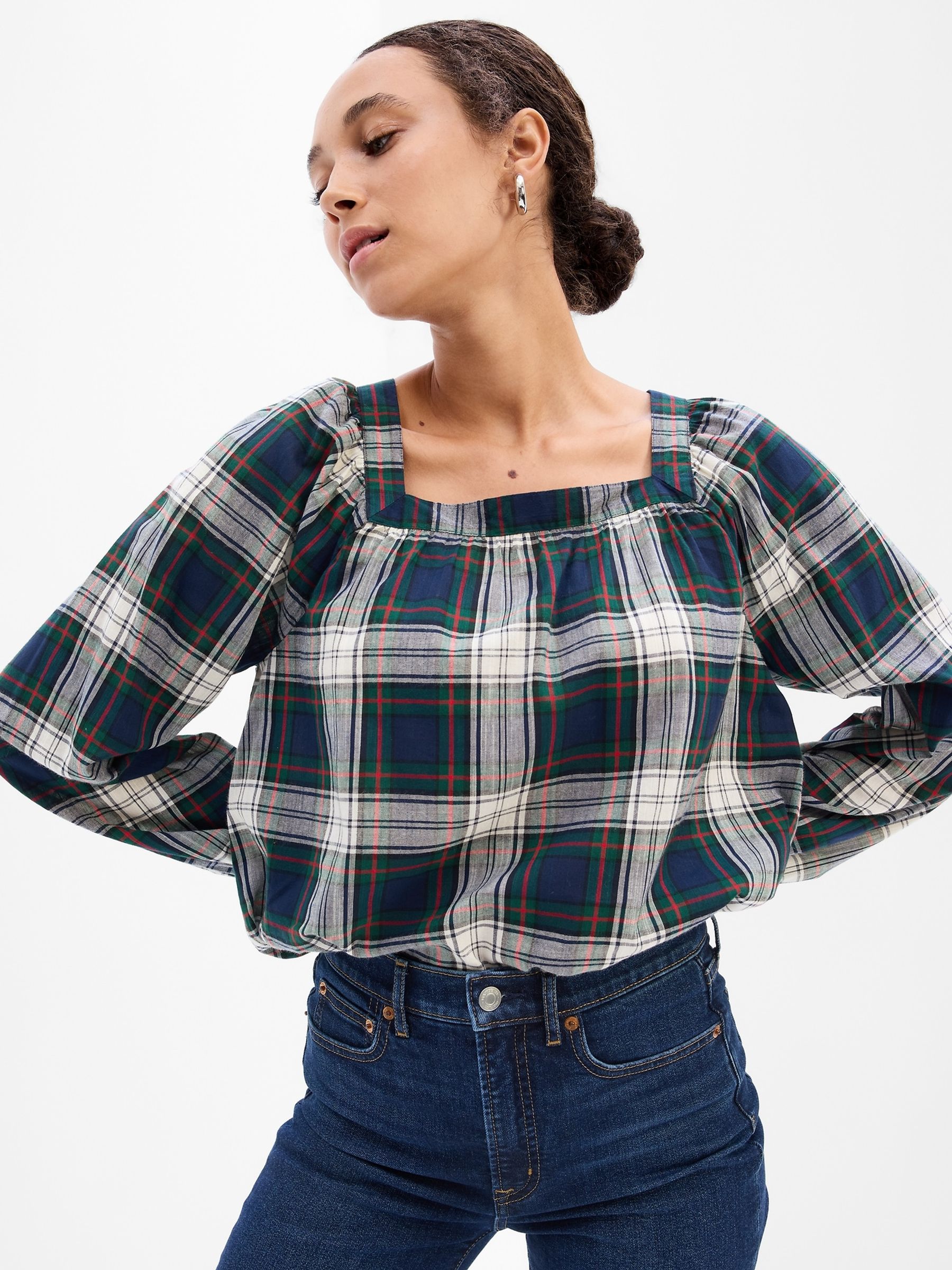 Blue Squareneck Top - Image 1 of 1