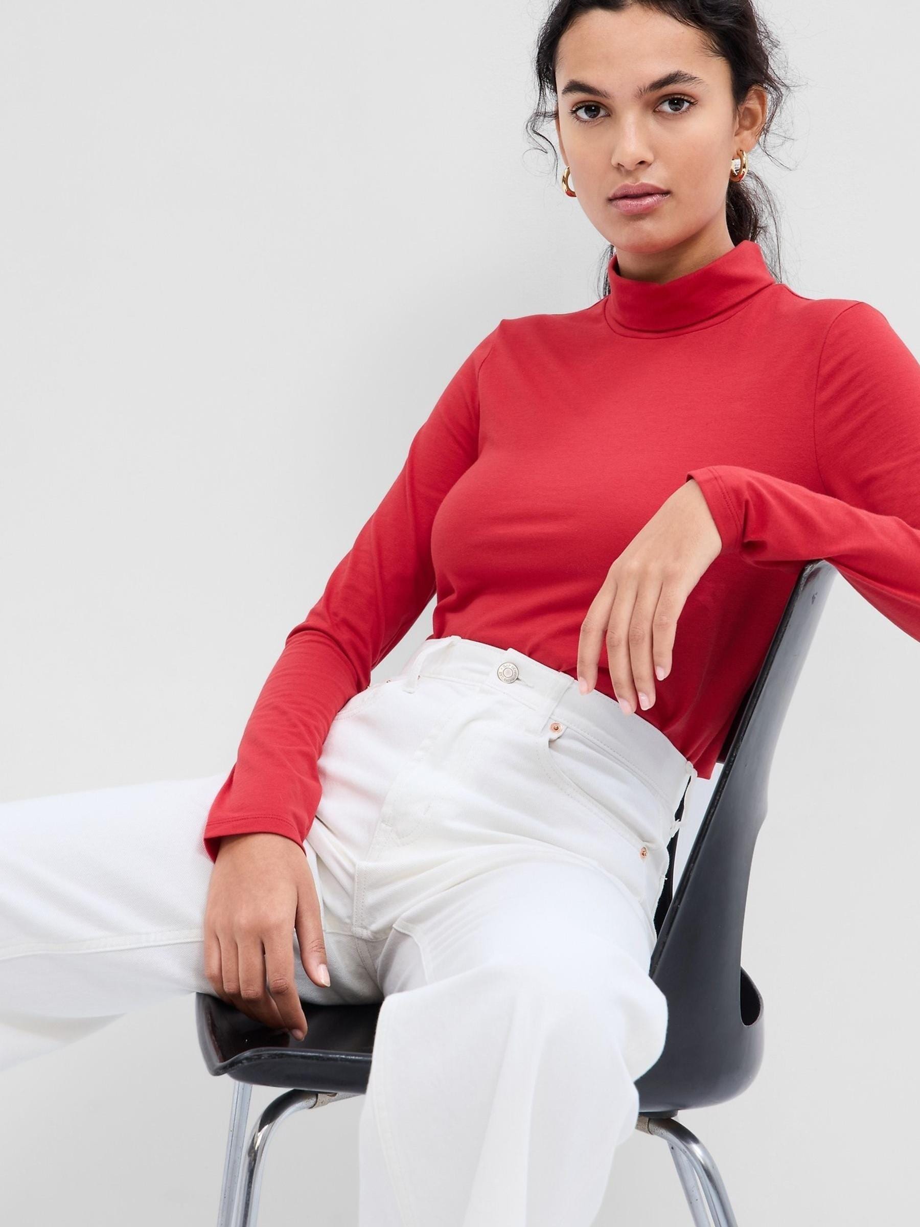 Red Long Sleeve Turtle Neck T-Shirt - Image 1 of 1 Red Long Sleeve Turtle Neck T-Shirt - Image 1 of 1