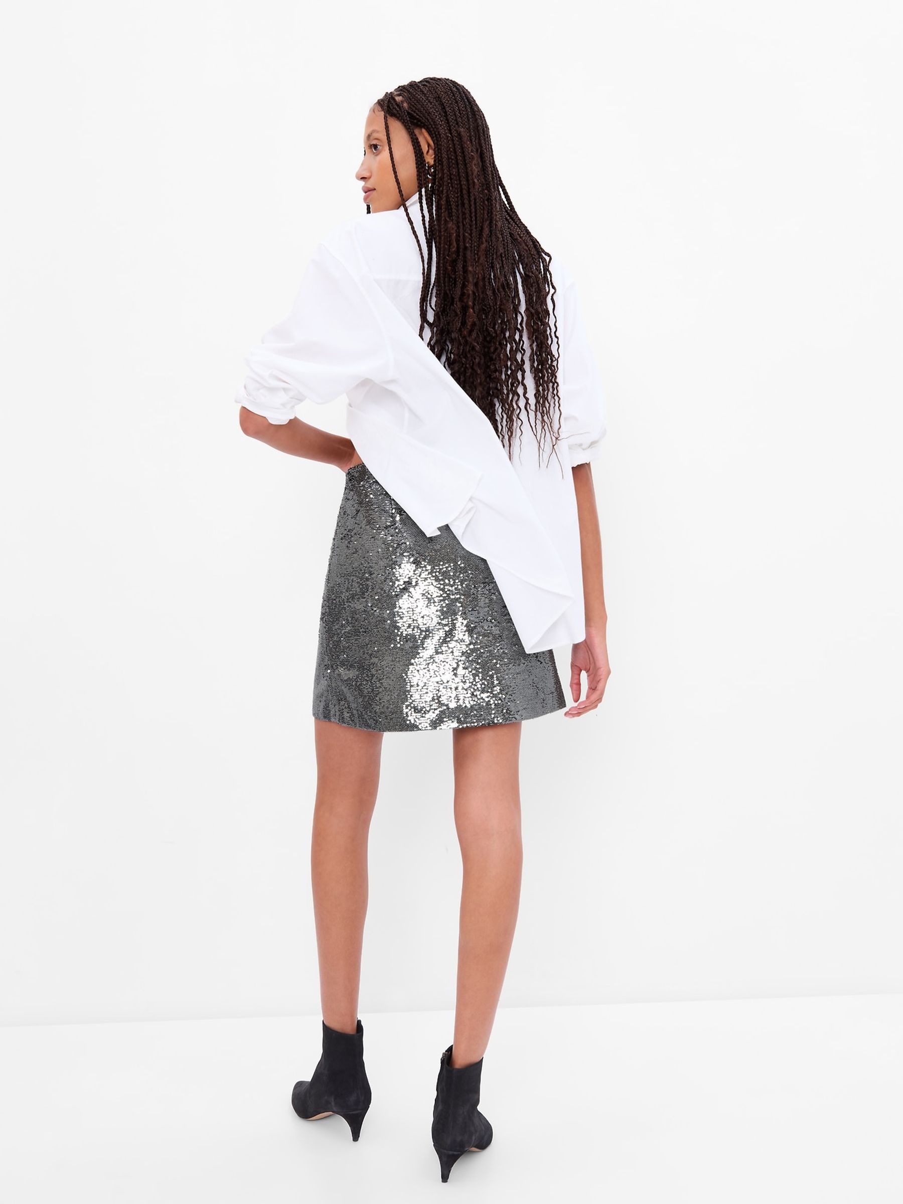 Grey Sequin Mini Skirt - Image 2 of 4