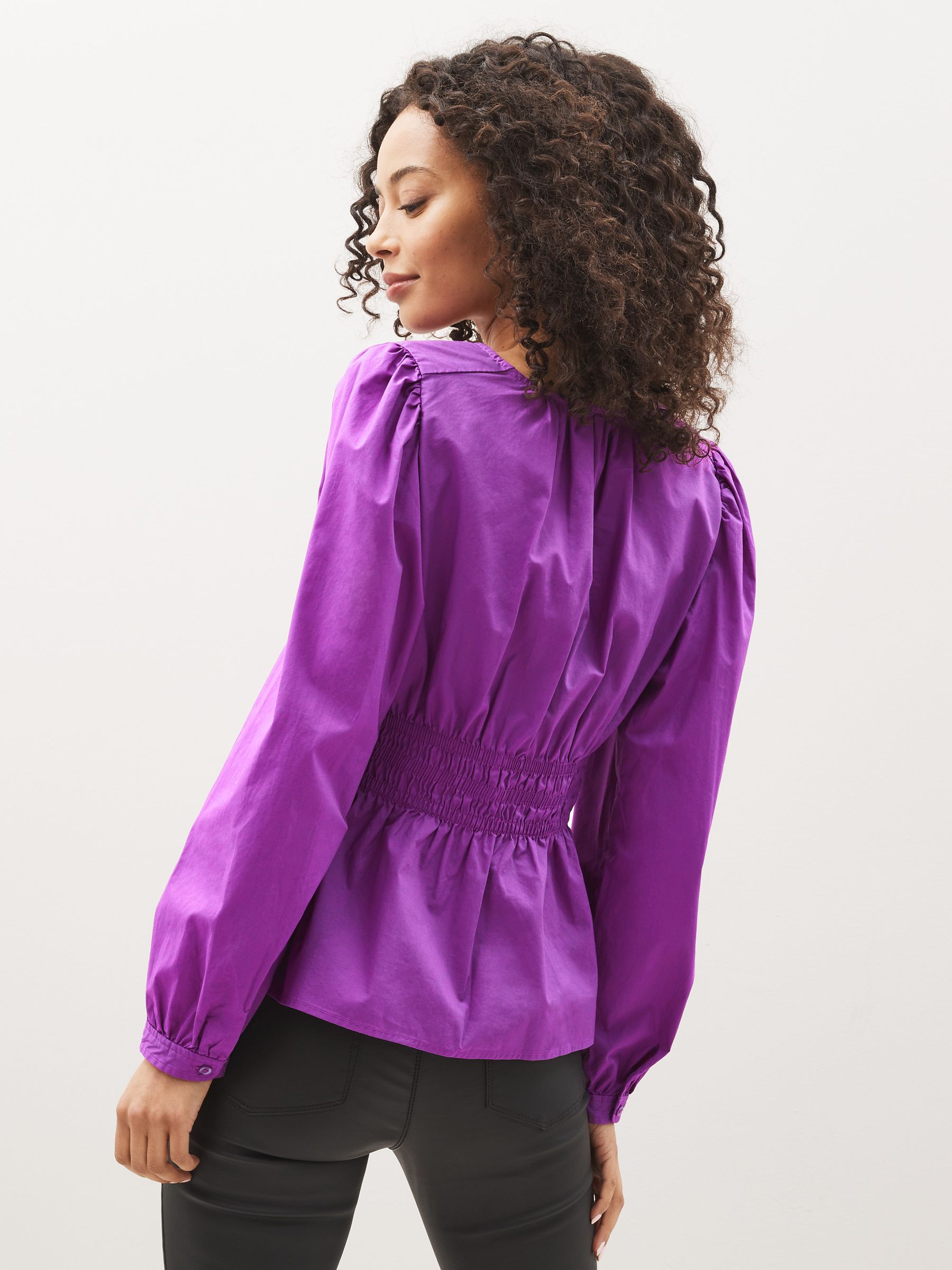 Purple Puff Sleeve Peplum Top - Image 2 of 4