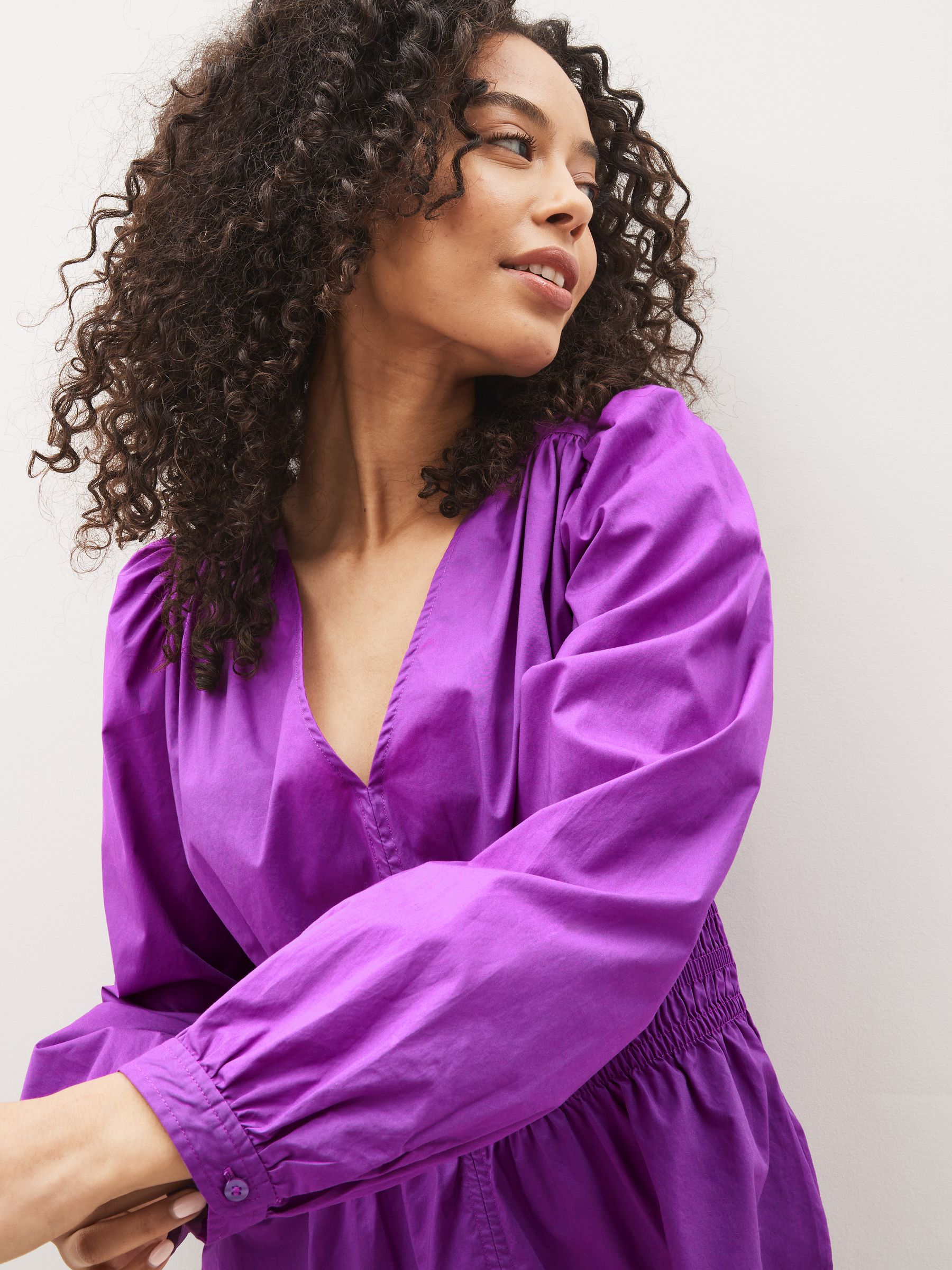 Purple Puff Sleeve Peplum Top - Image 3 of 4