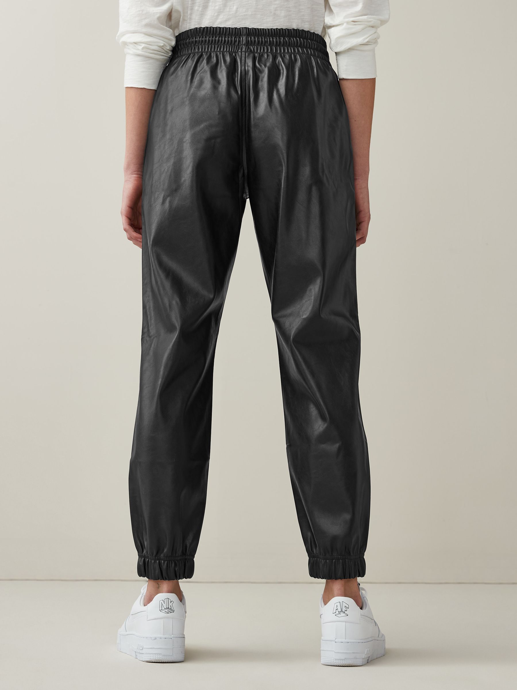 Black Faux-Leather Joggers - Image 2 of 4