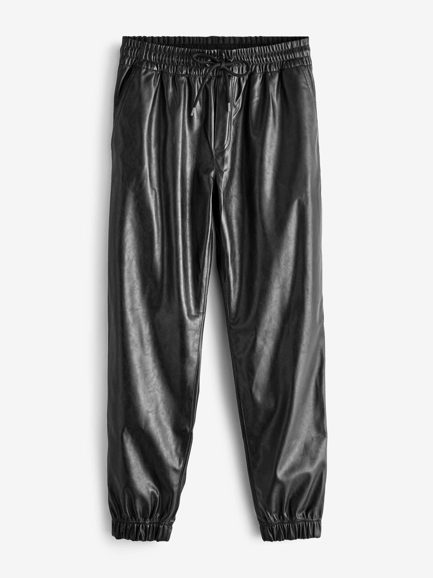 Black Faux-Leather Joggers - Image 4 of 4