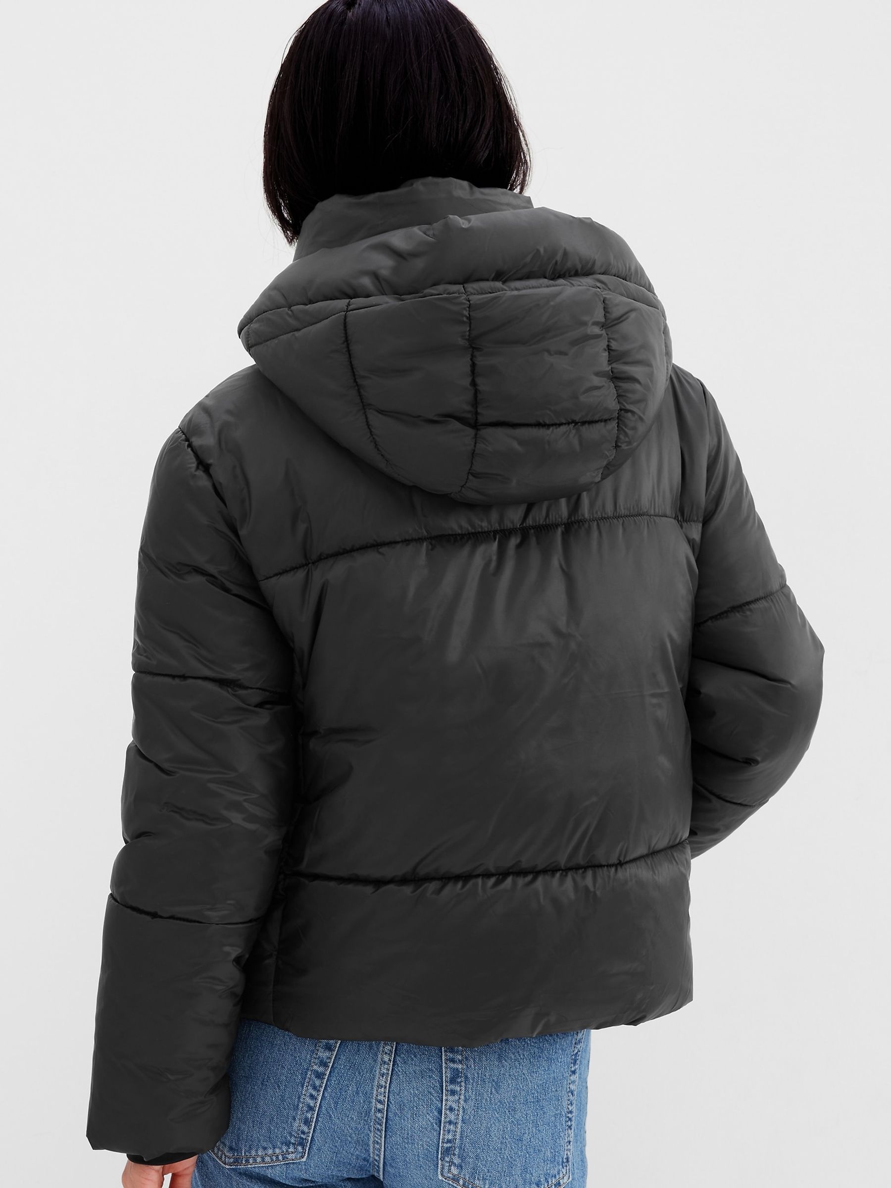 Black Big Puff Cropped Jacket - Image 2 of 4