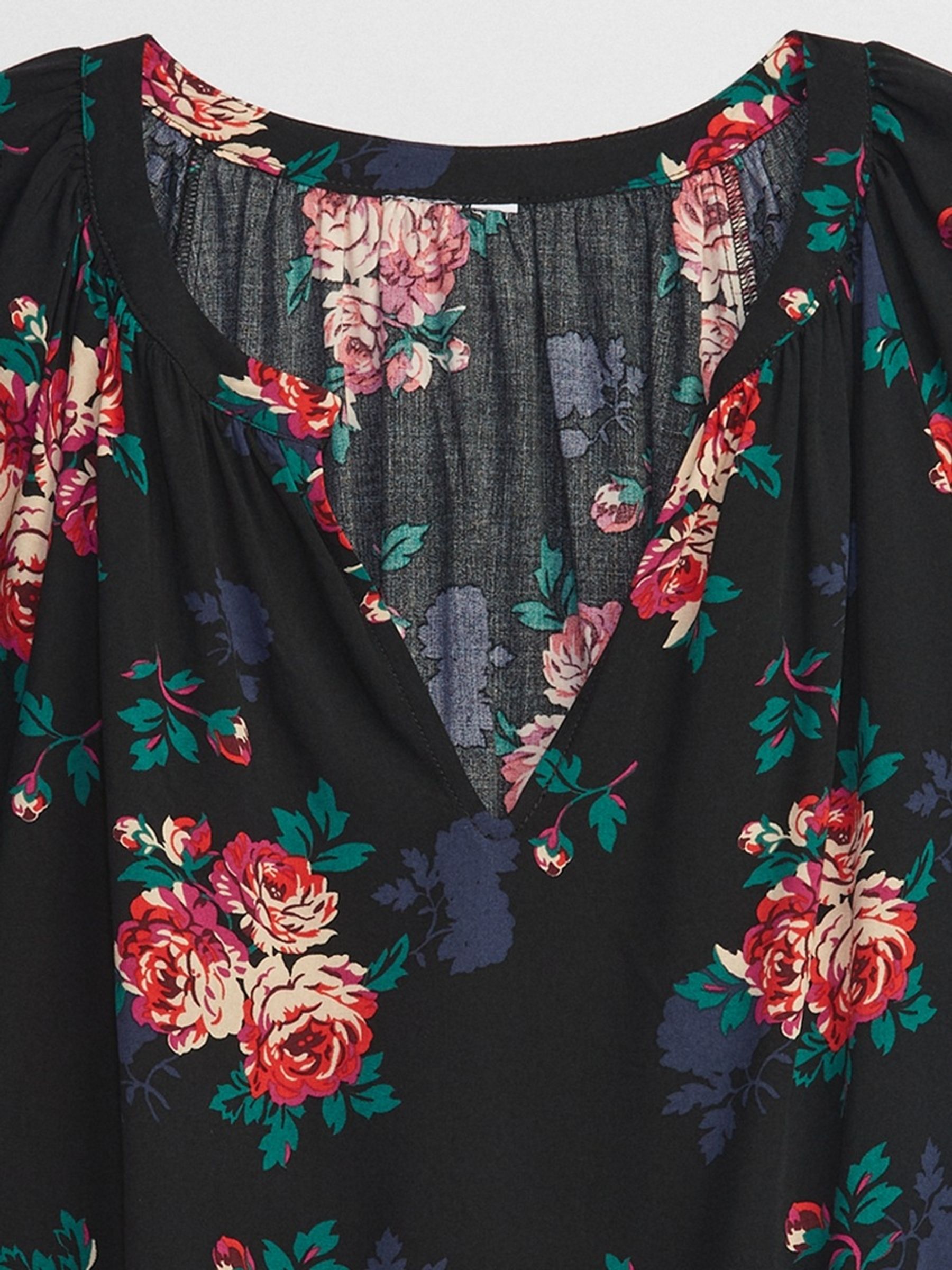 Black Rayon Puff Sleeve Top - Image 5 of 5