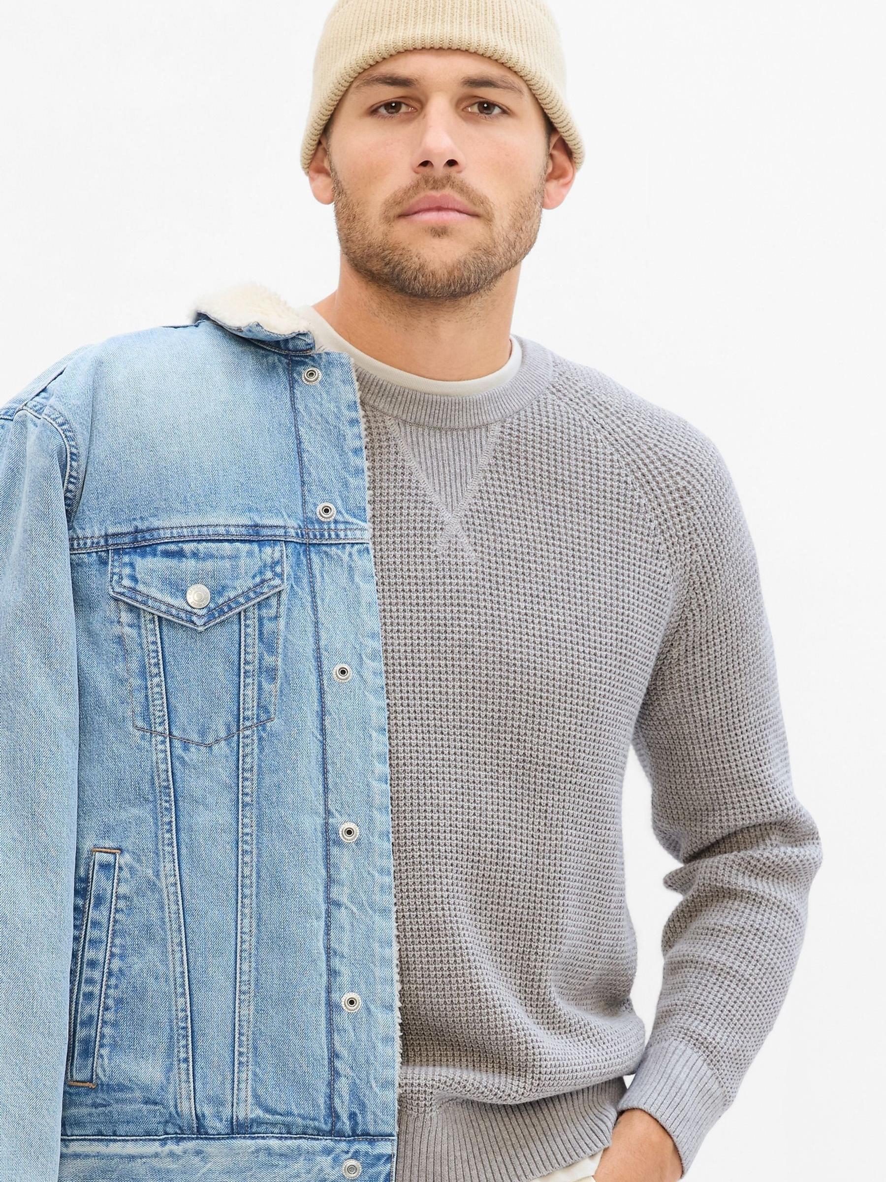Grey Textured Crew Neck Jumper - Image 1 of 1