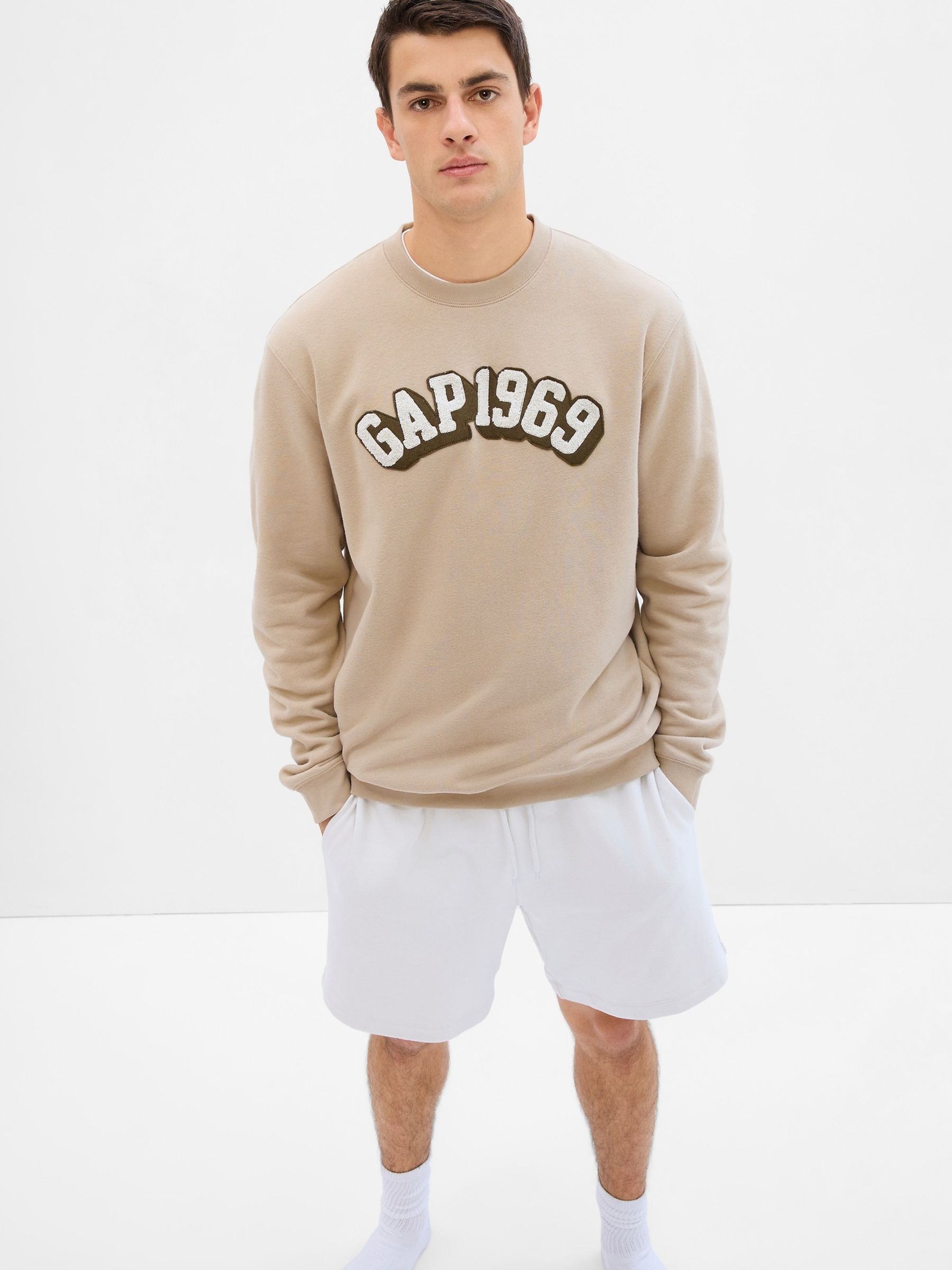 Beige 1969 Logo Crew Neck Sweatshirt - Image 1 of 2