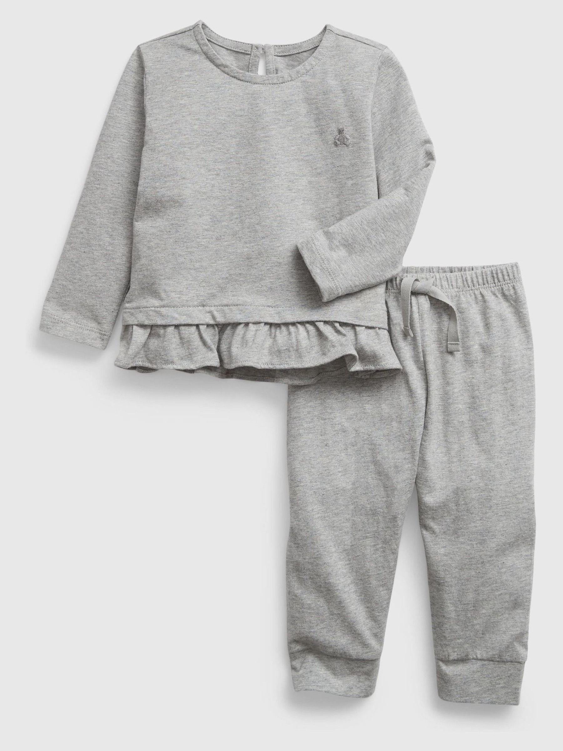 Grey Outfit Set With Long-Sleeve T-Shirt and Joggers - Image 1 of 1