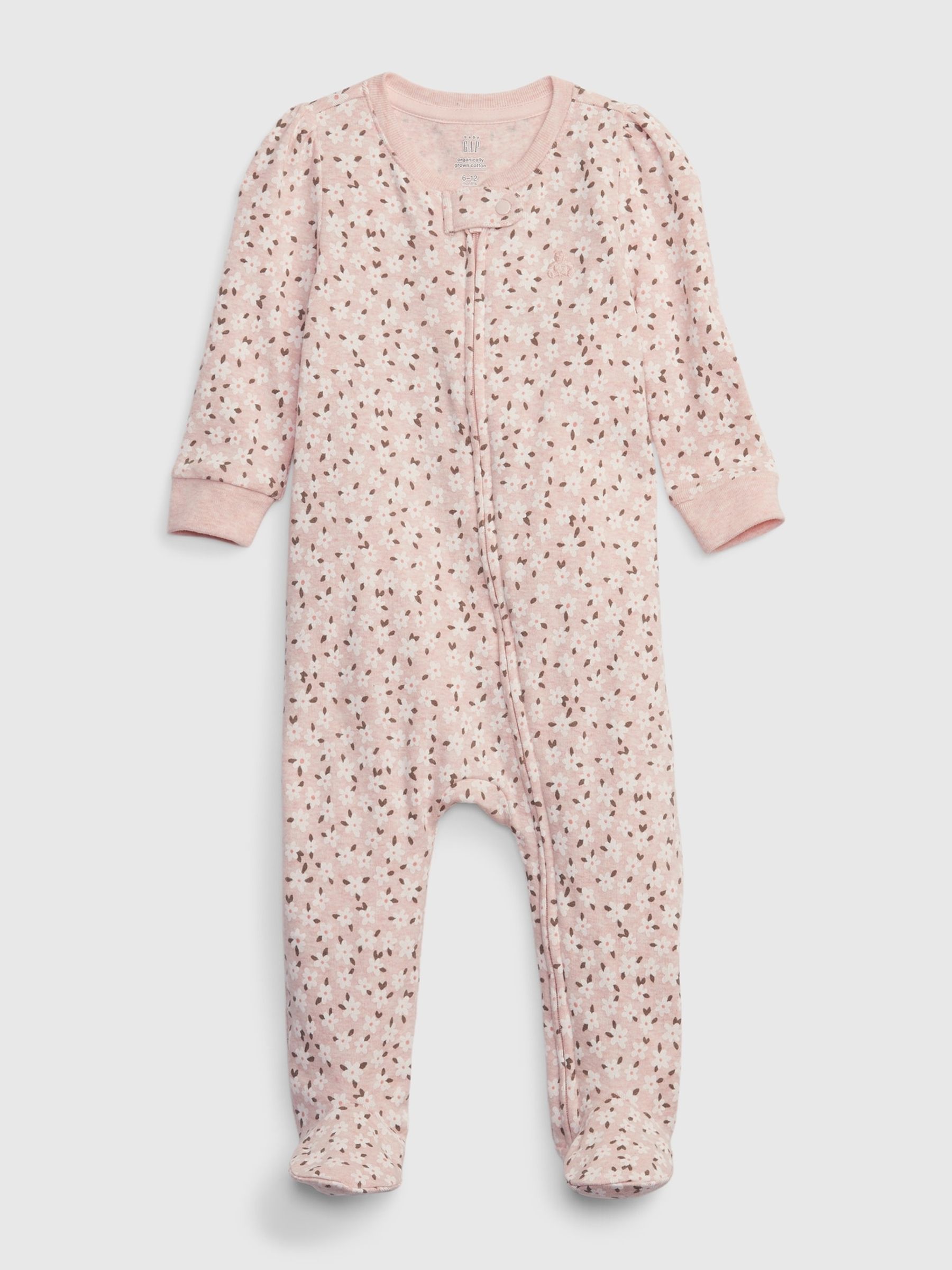 Pink Print Long Sleeve Zip Baby Sleepsuit - Image 1 of 1