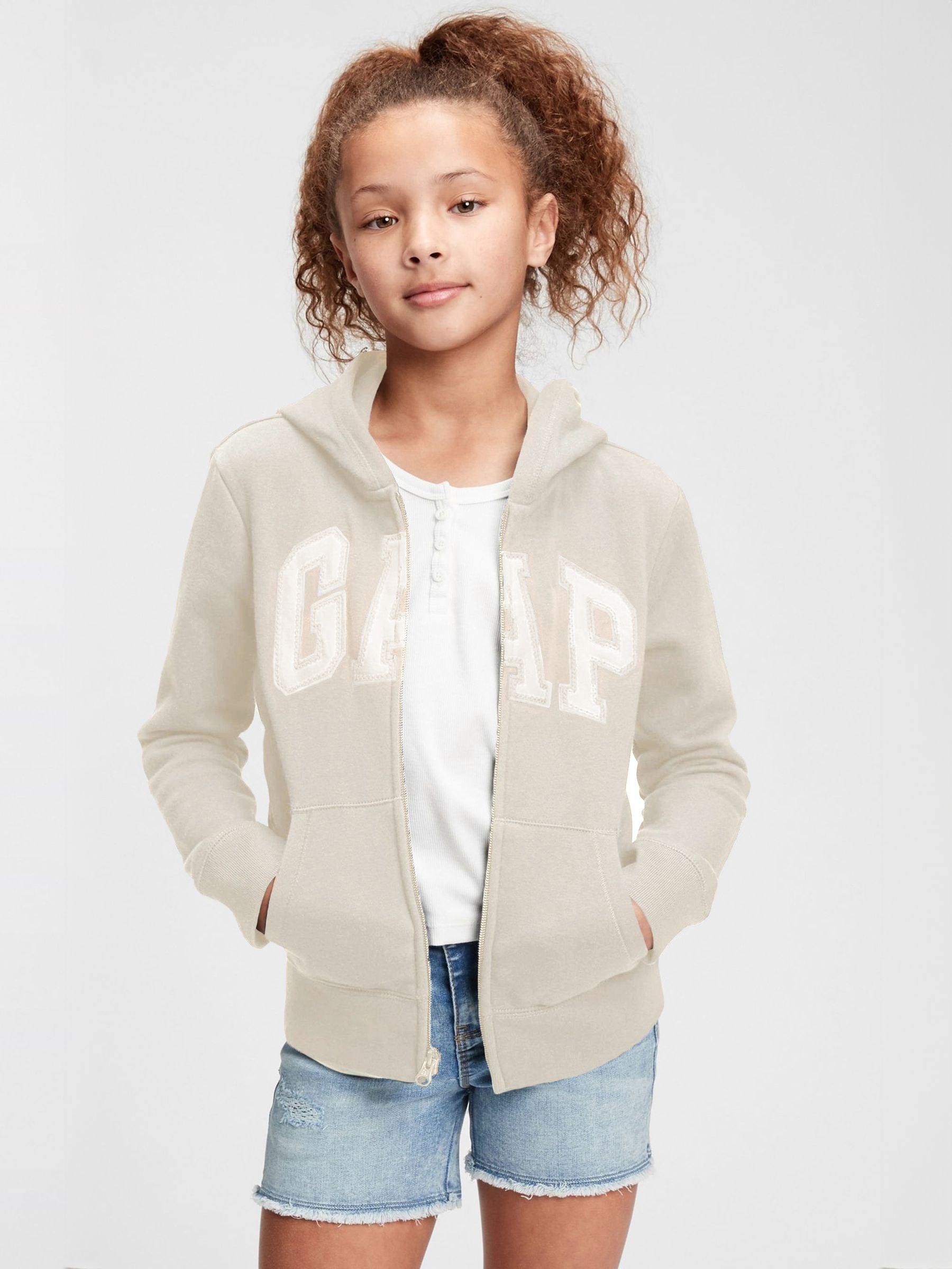 Cream Logo Zip Up Hoodie (4-13yrs) - Image 1 of 4