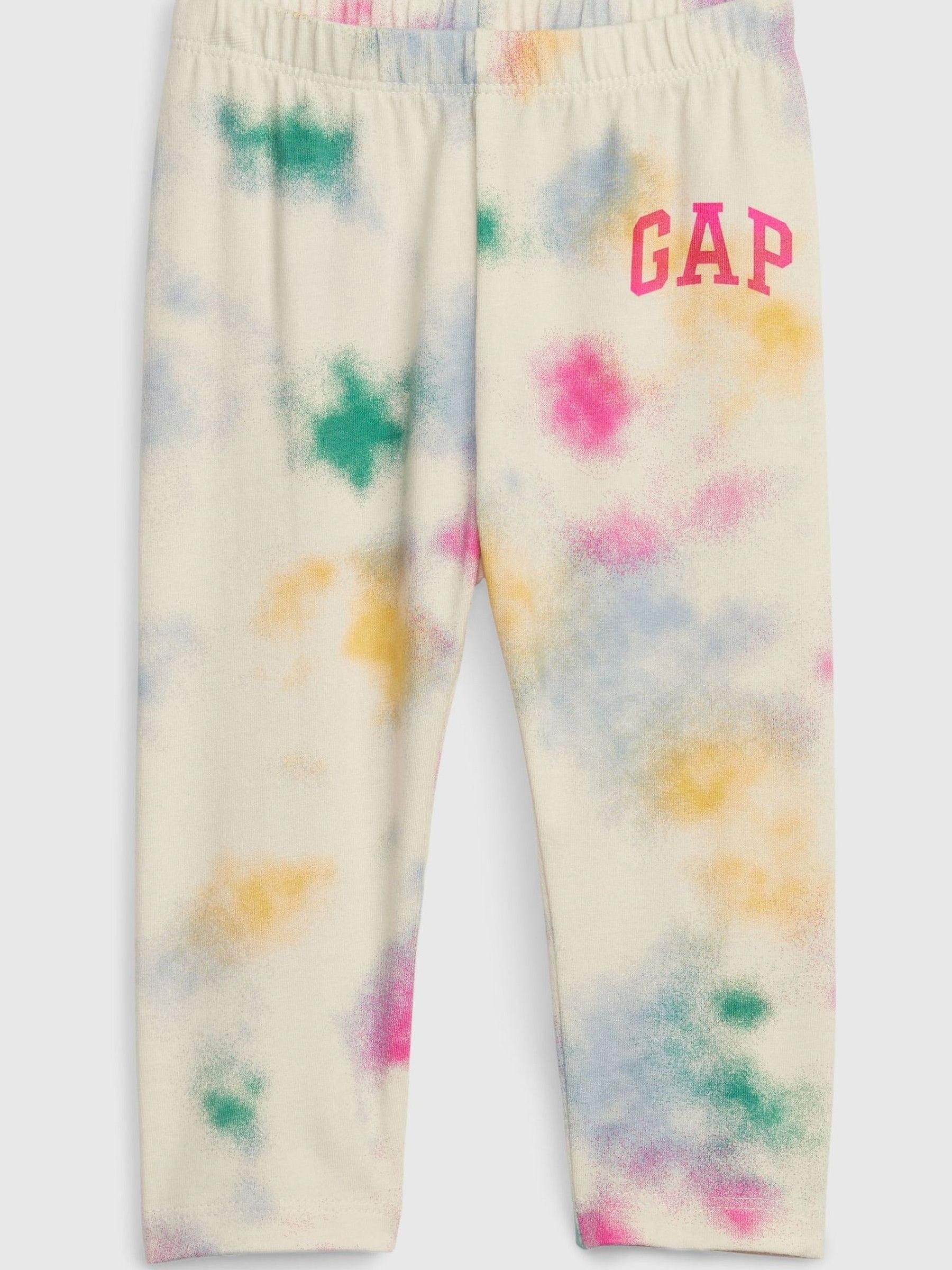 White Tie-Dye Splat Print Logo Baby Leggings - Image 1 of 2