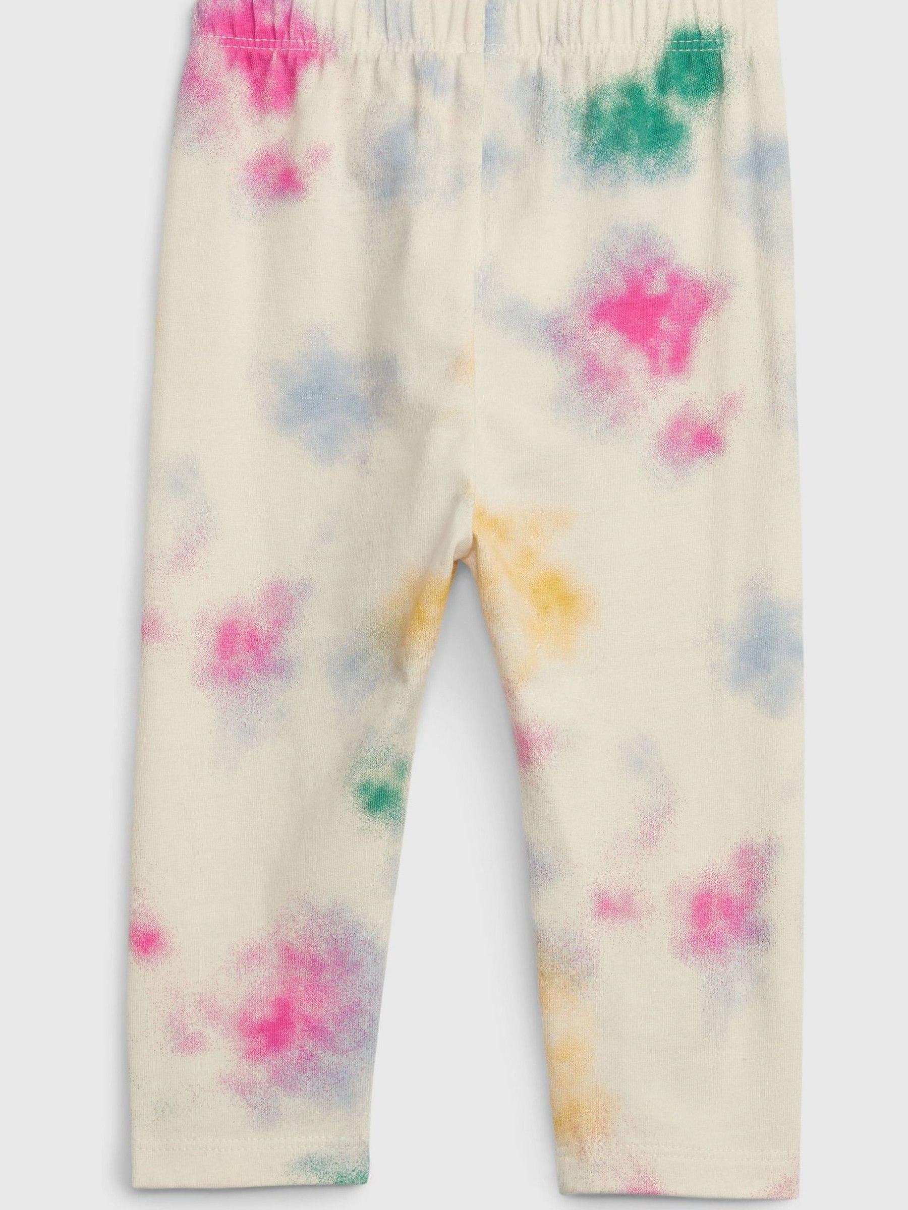 White Tie-Dye Splat Print Logo Baby Leggings - Image 2 of 2