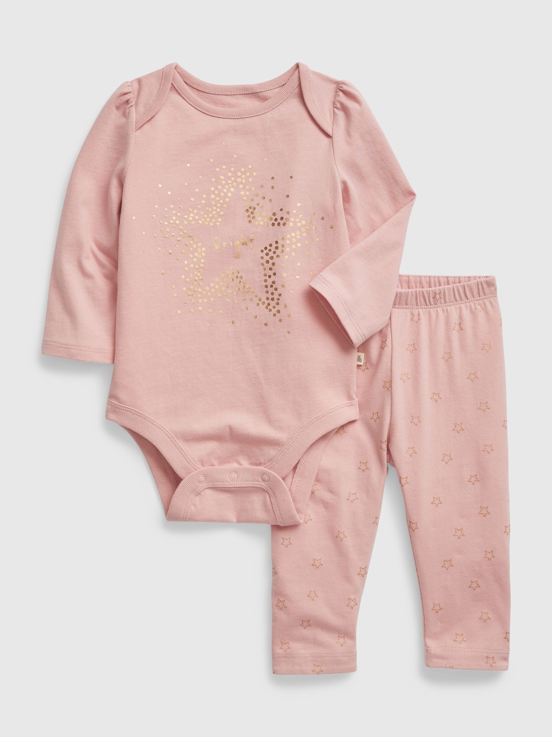Pink Graphic Baby Bodysuit & Leggings Set - Image 1 of 1