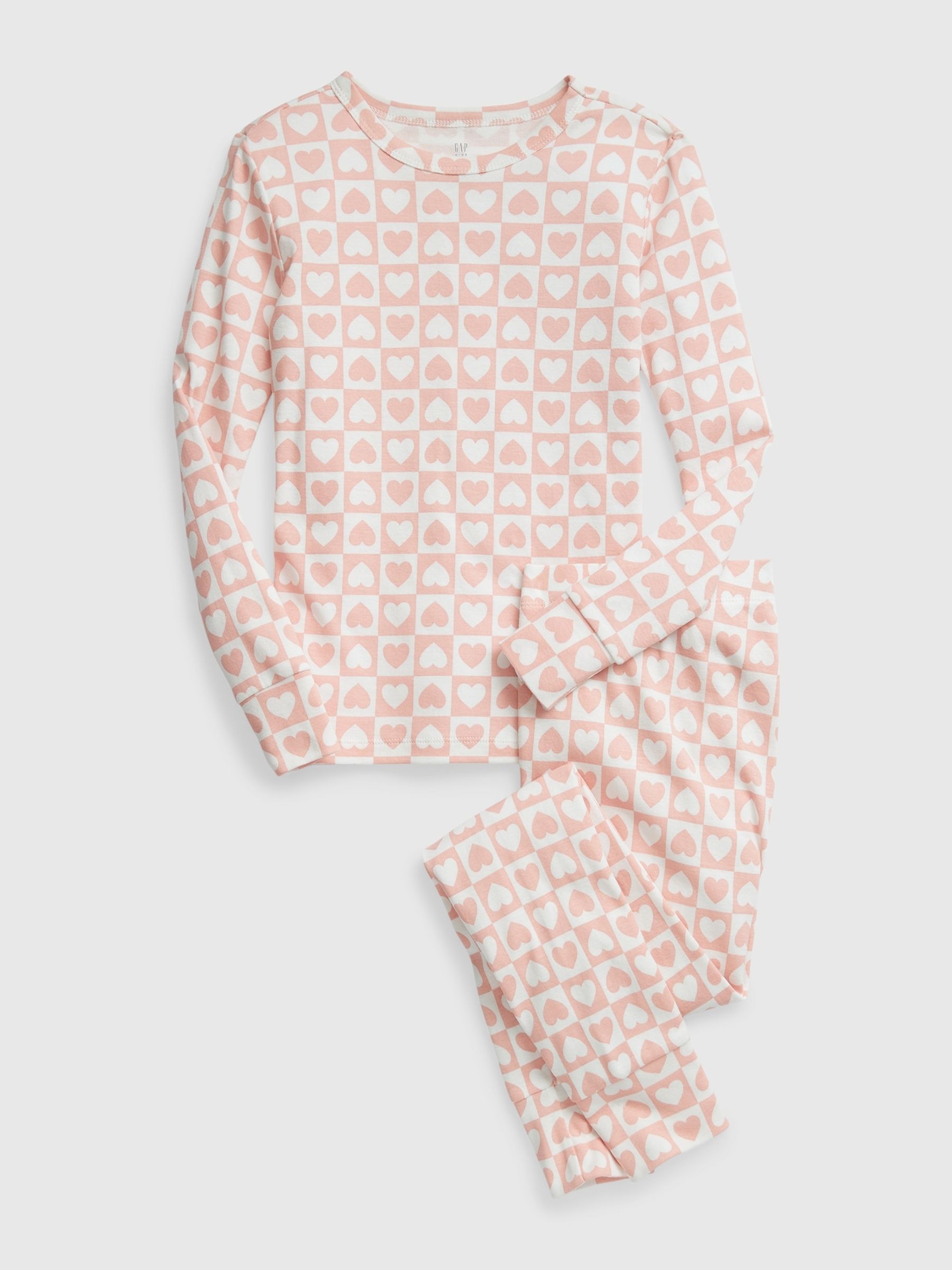 Pink Check Hearts Long Sleeve Pyjama Set - Image 1 of 2