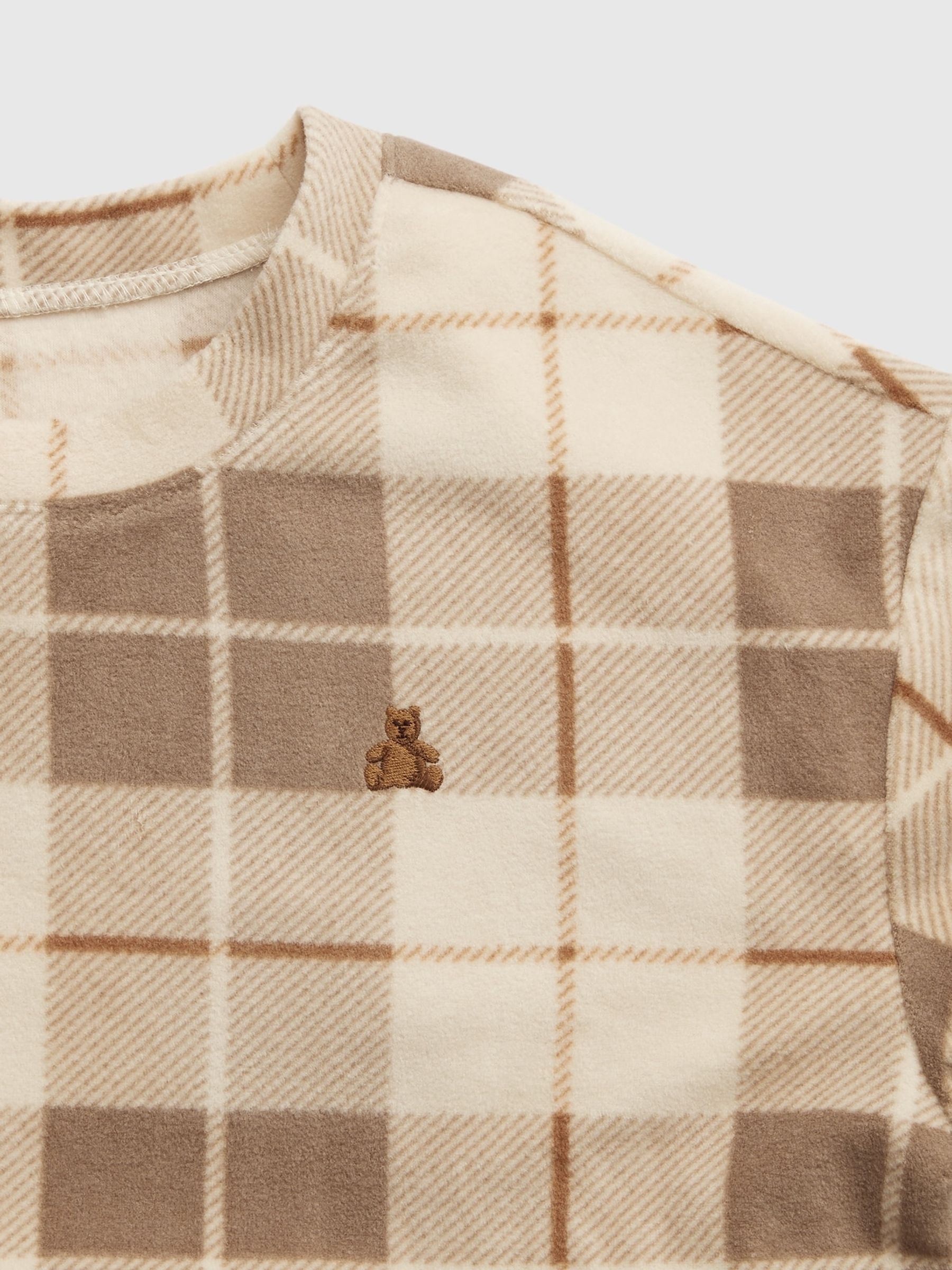 Brown Tartan Crew Neck Long Sleeve Pyjama Set - Image 2 of 2