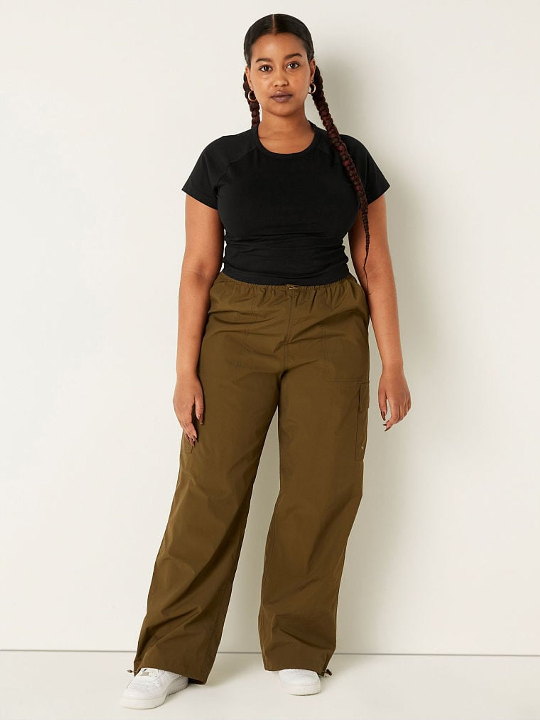 Pure Black Cotton ShortSleeve Raglan Crop Top - Image 3 of 4