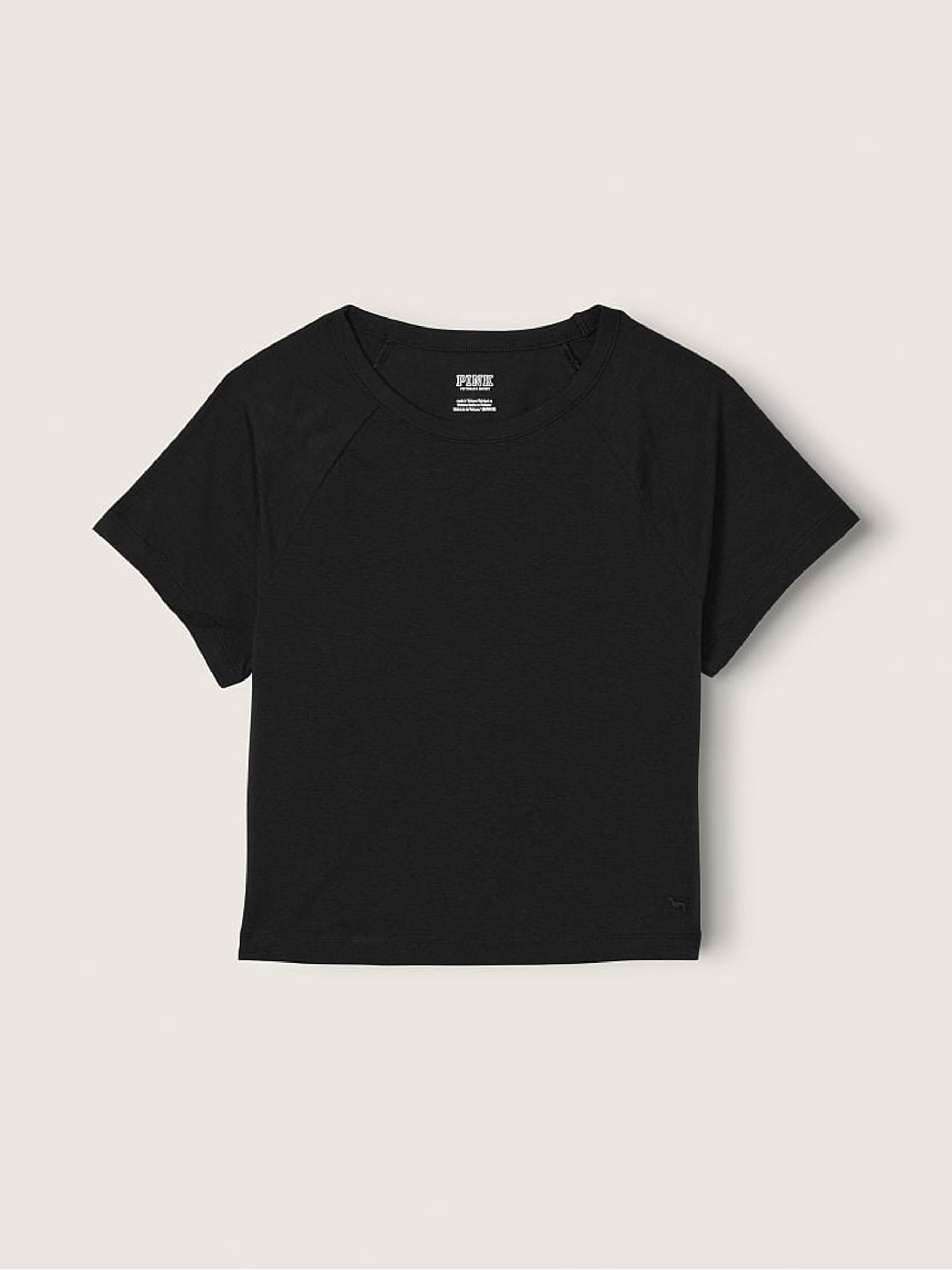 Pure Black Cotton ShortSleeve Raglan Crop Top - Image 4 of 4