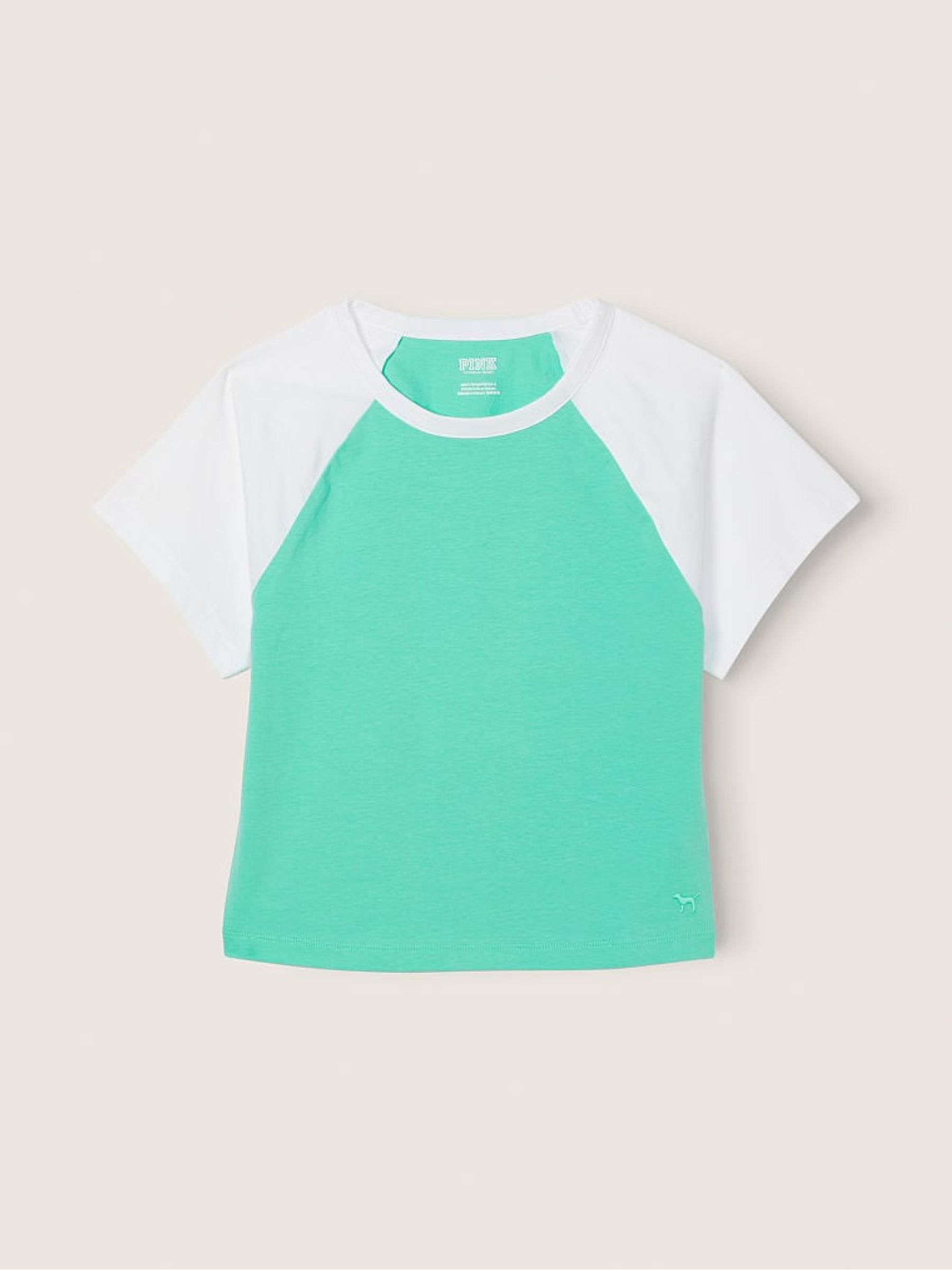 Teal Ice Cotton ShortSleeve Raglan Crop Top - Image 4 of 4