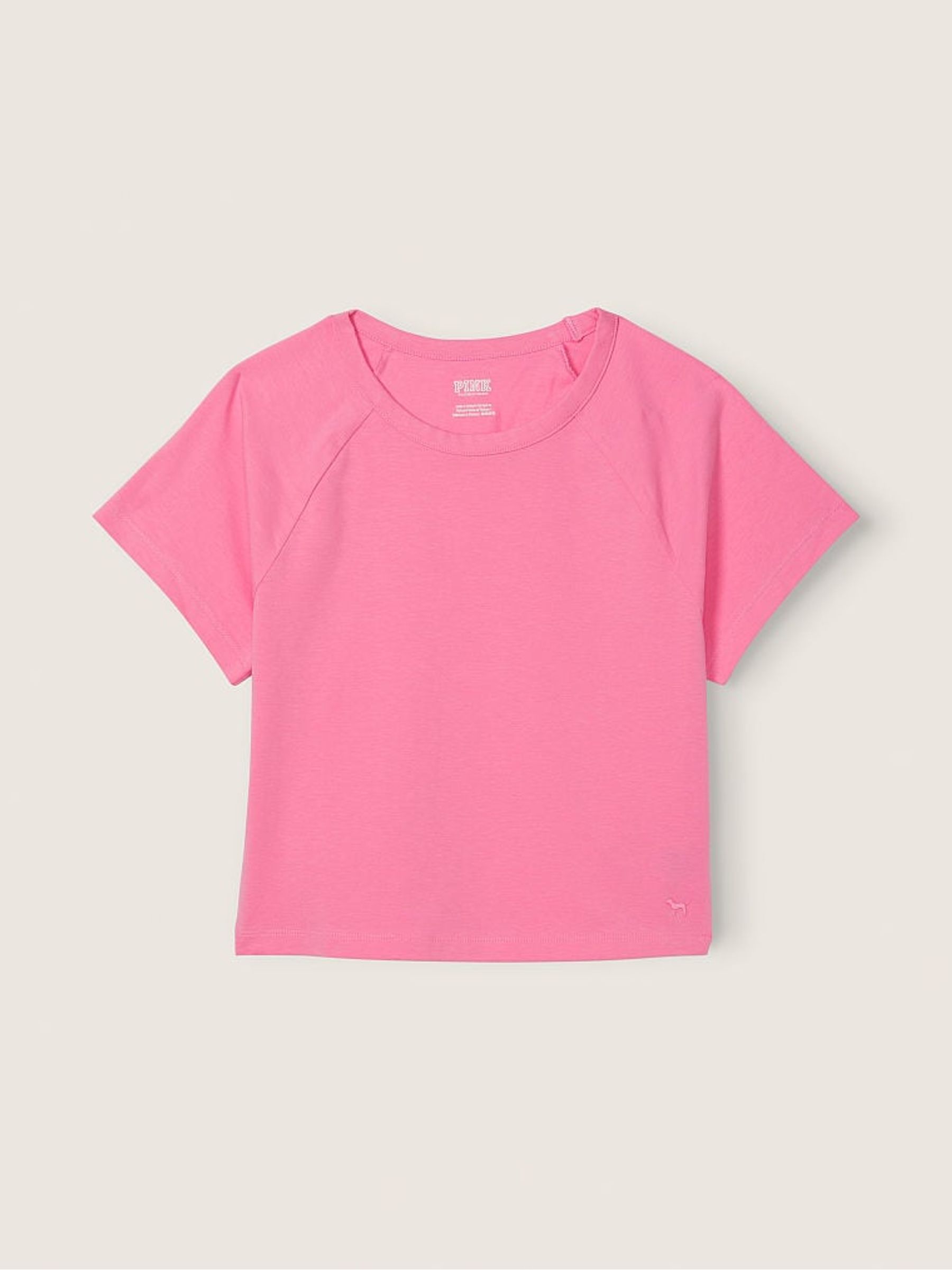 Dreamy Pink Cotton ShortSleeve Raglan Crop Top - Image 4 of 4