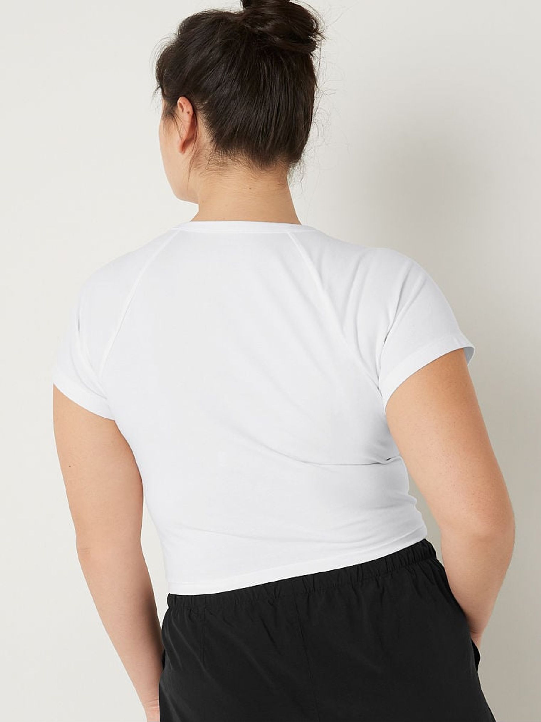 Optic White Cotton Short Sleeve Raglan Crop Top - Image 2 of 4