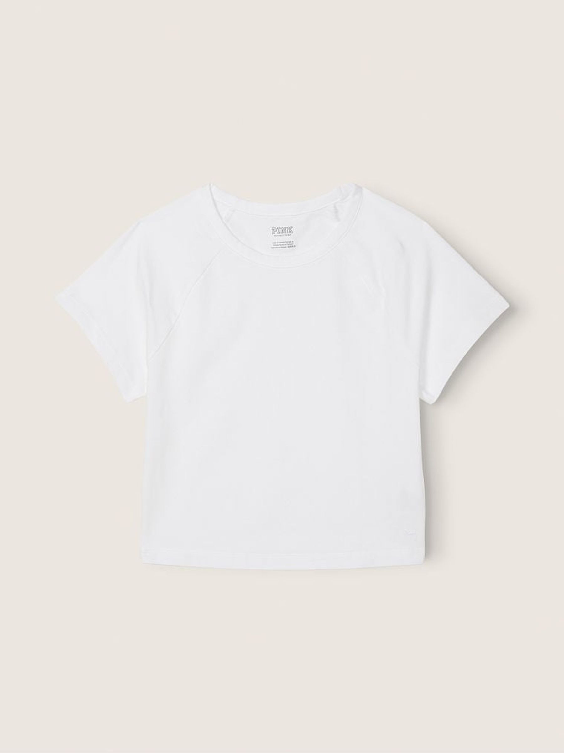 Optic White Cotton Short Sleeve Raglan Crop Top - Image 4 of 4