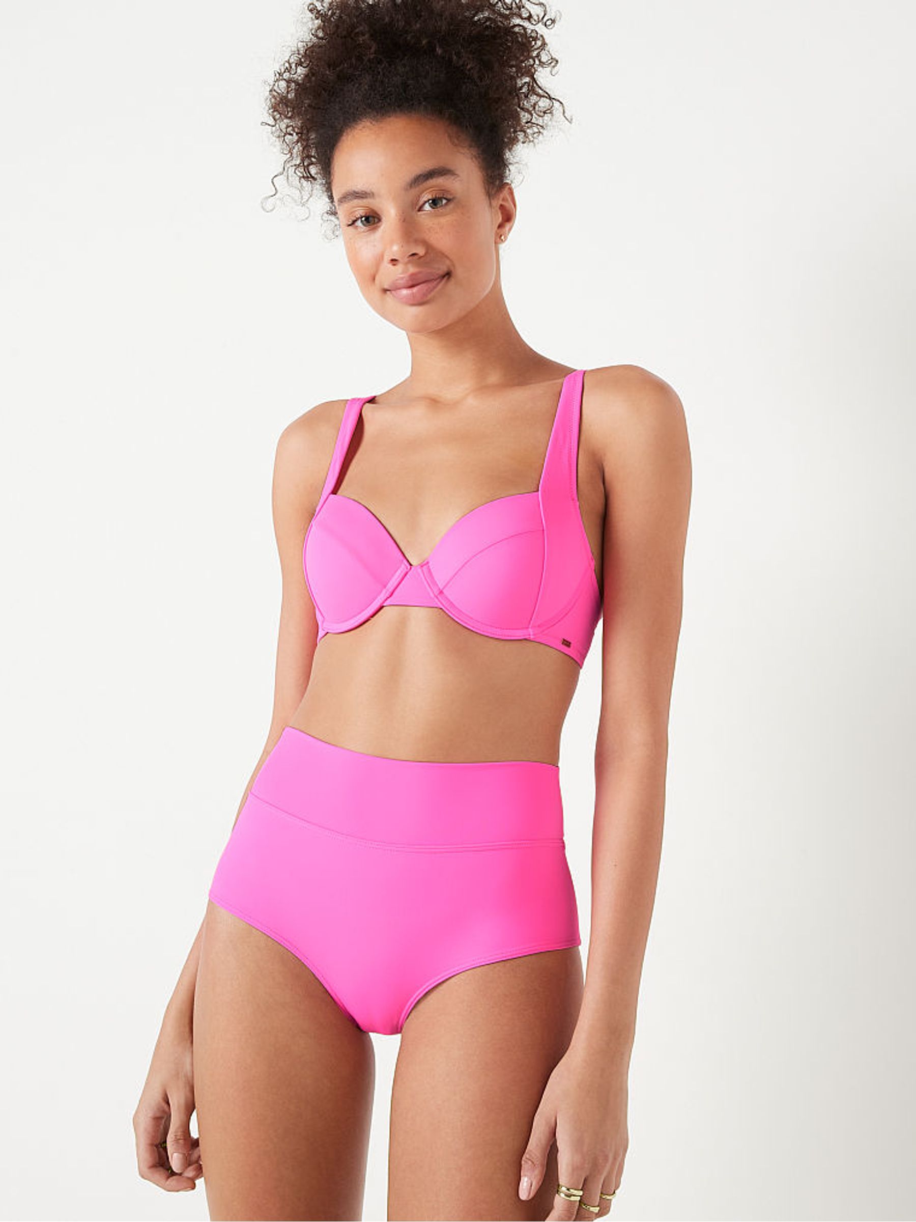 Pink Radiant Rose High Waisted Bikini Bottom - Image 1 of 4